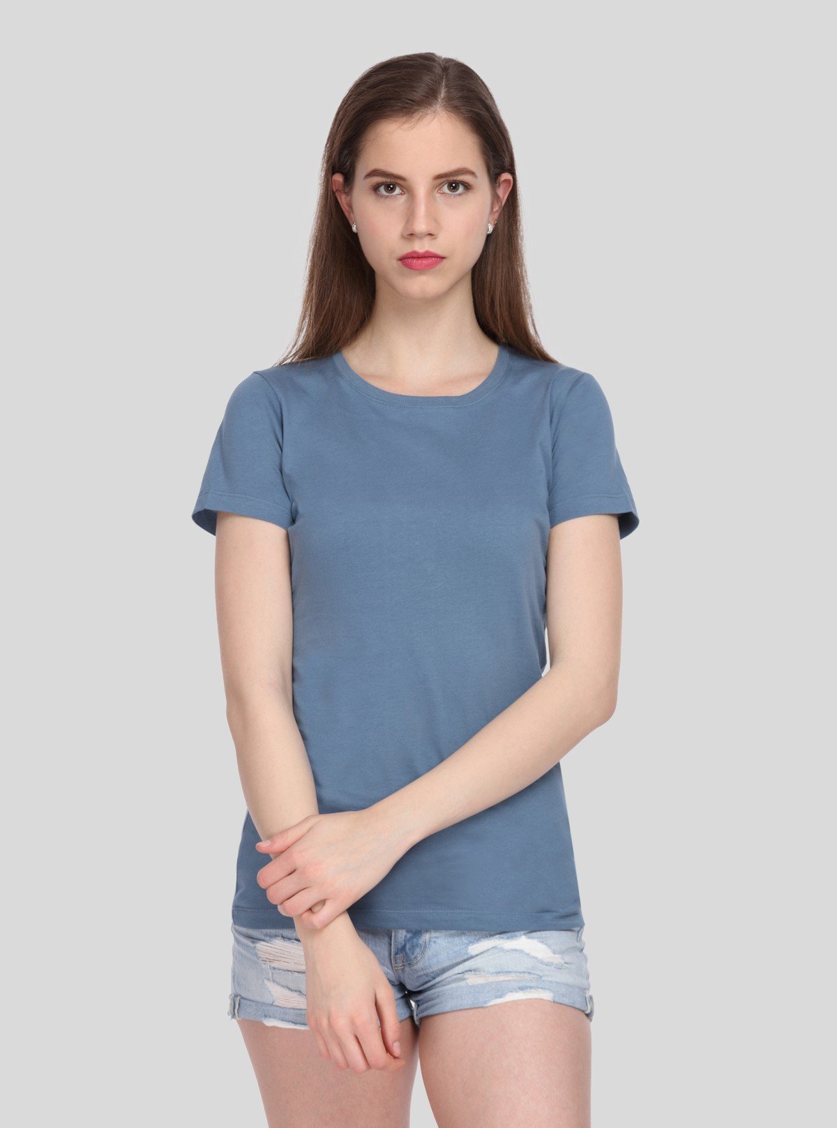 Women’s Dusted Blue Crew Neck T-Shirt – Casual & Comfortable | Boer & Fitch - Boer and Fitch
