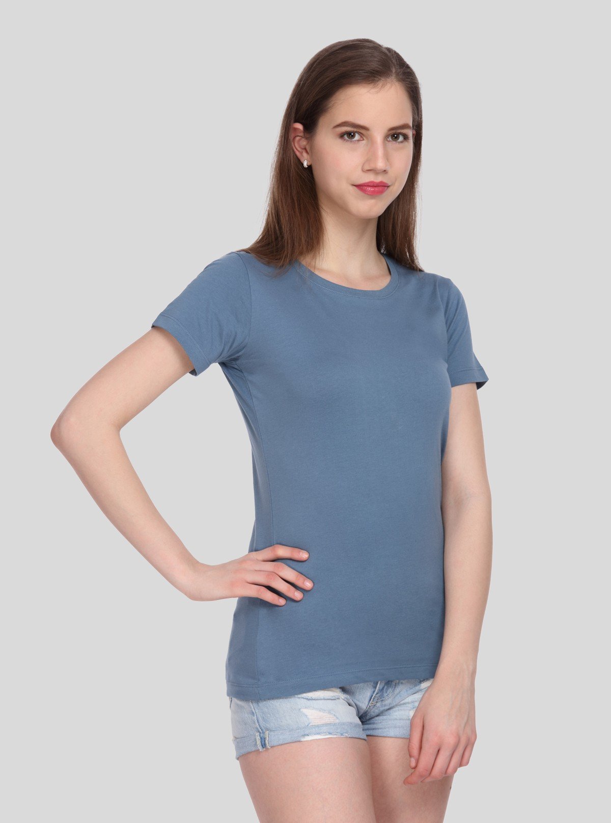 Women’s Dusted Blue Crew Neck T-Shirt – Casual & Comfortable | Boer & Fitch - Boer and Fitch