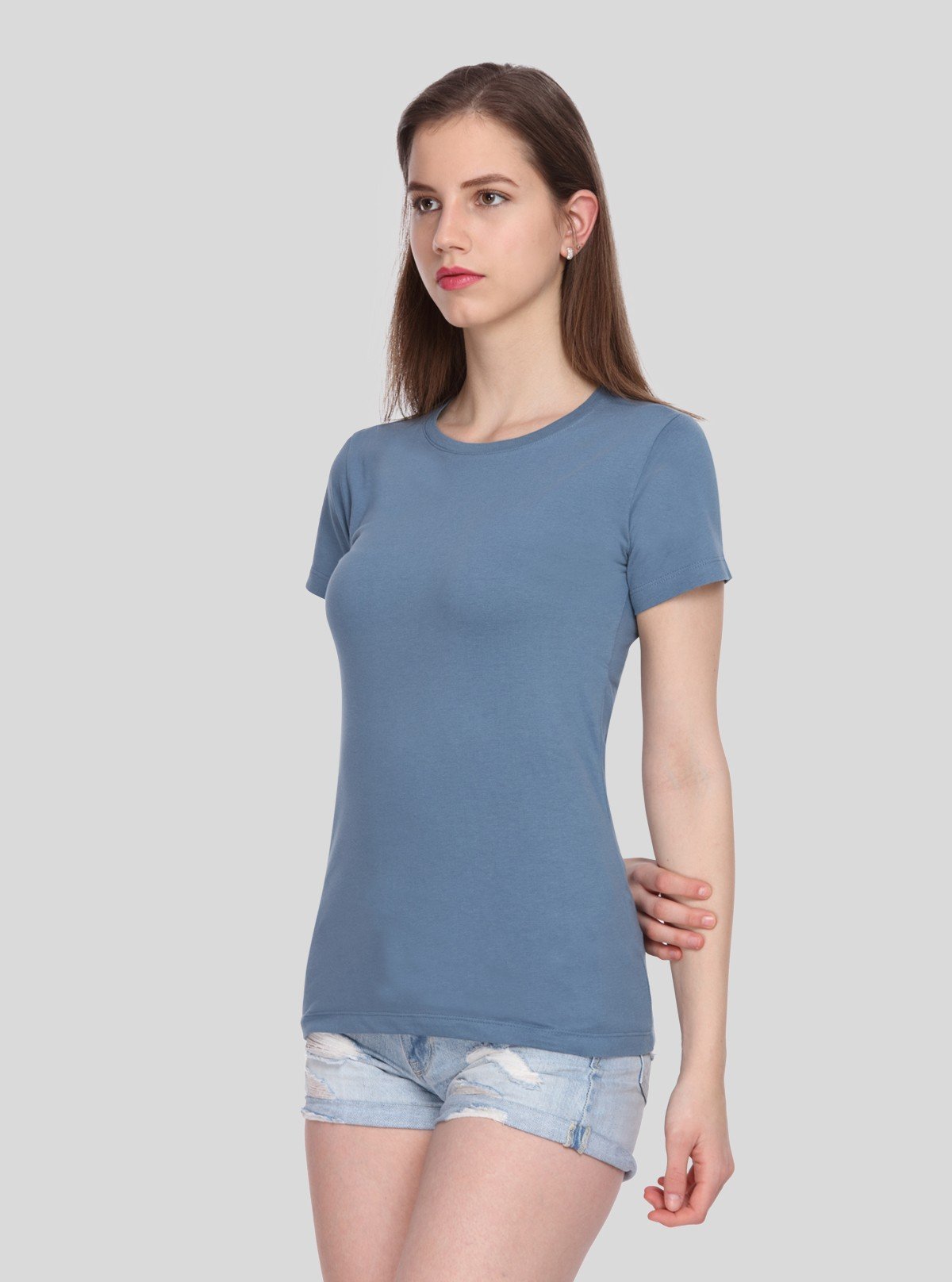 Women’s Dusted Blue Crew Neck T-Shirt – Casual & Comfortable | Boer & Fitch - Boer and Fitch