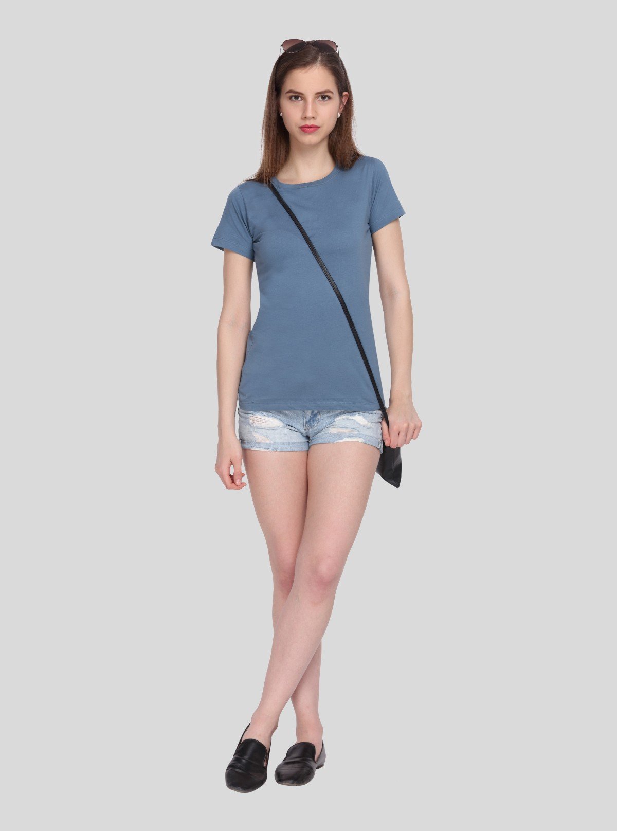 Women’s Dusted Blue Crew Neck T-Shirt – Casual & Comfortable | Boer & Fitch - Boer and Fitch