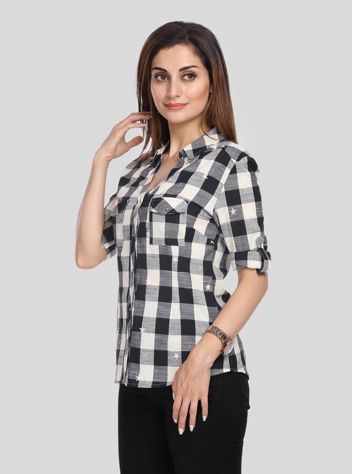 Women's Ecru Checkered Long Sleeve Shirt – Boer and Fitch - Boer and Fitch