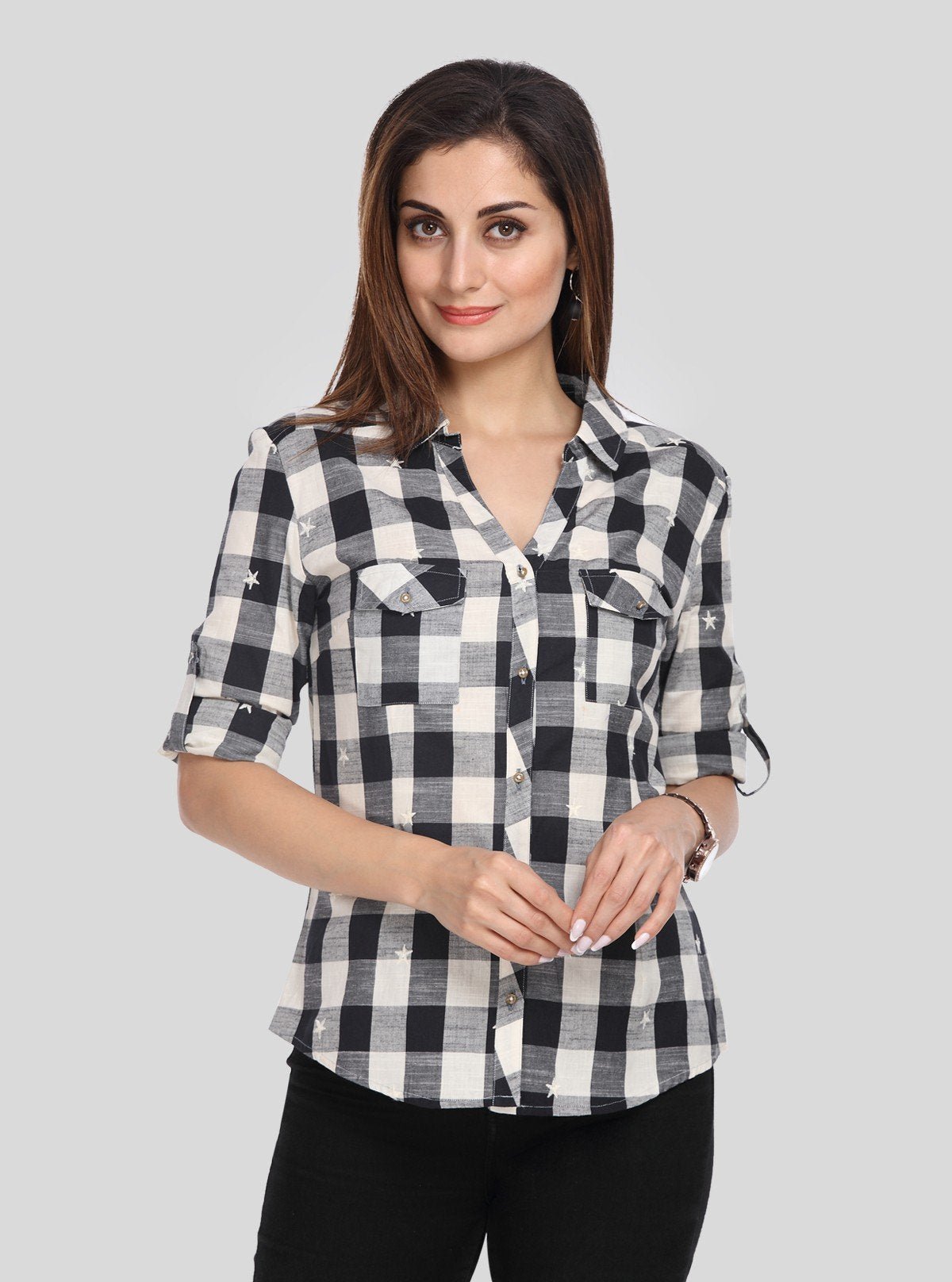 Women's Ecru Checkered Long Sleeve Shirt – Boer and Fitch - Boer and Fitch