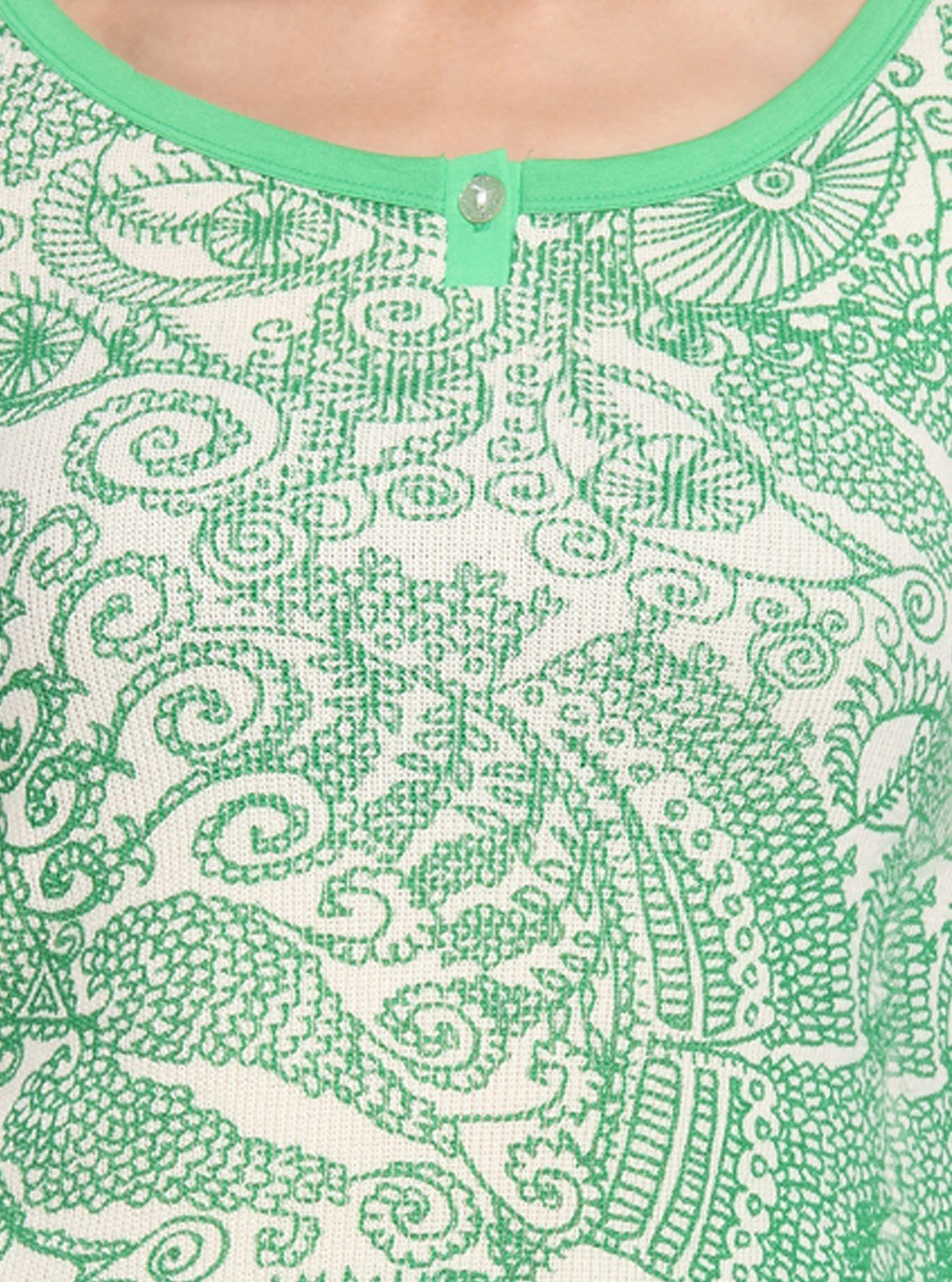 Women’s Ecru Printed Cotton Ribbed Boat Neck Sweat Top - Boer and Fitch