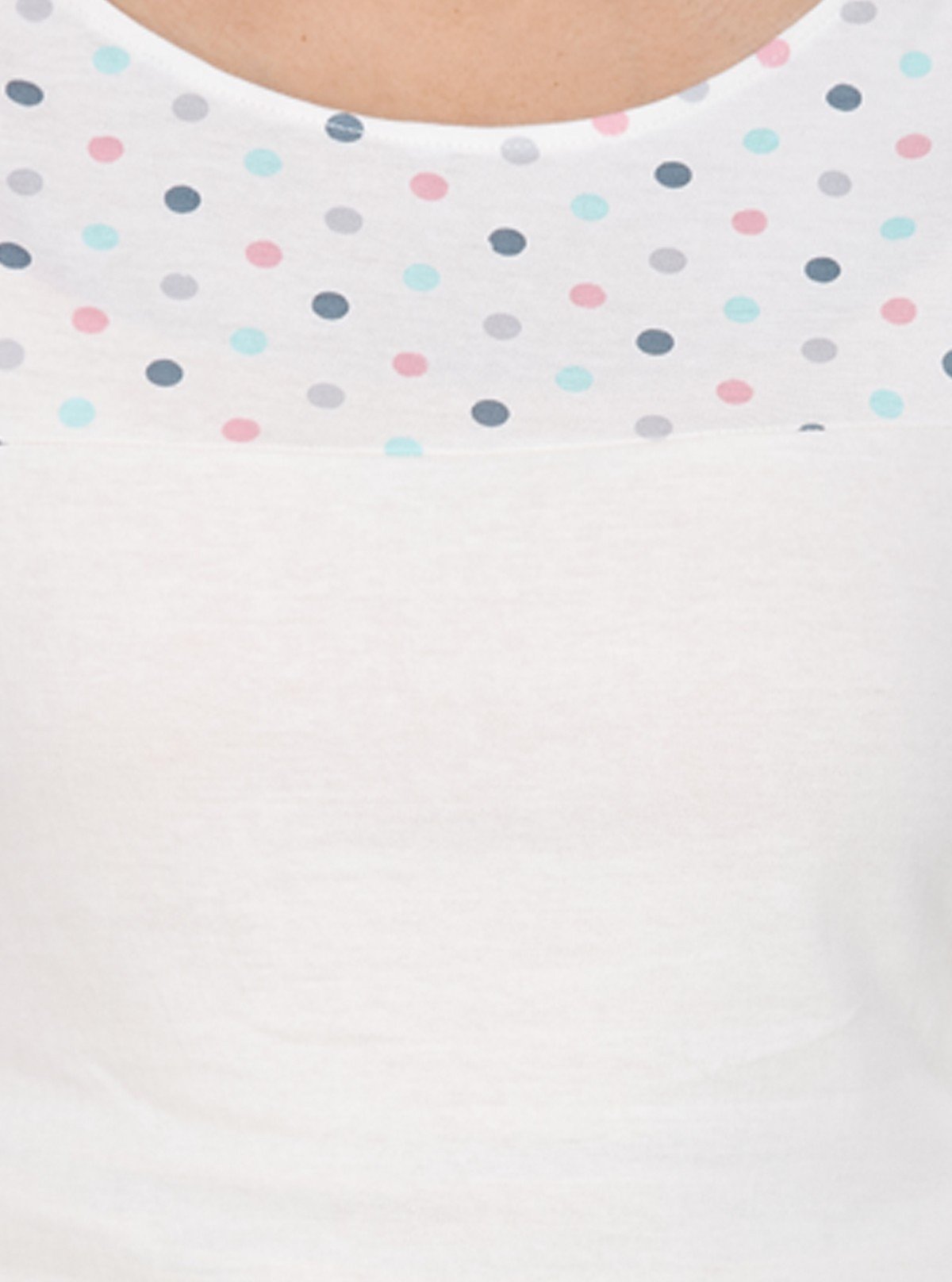 Women's Ecru Scoop Neck Polka Dot Panel Top – Cotton Jersey Knit - Boer and Fitch