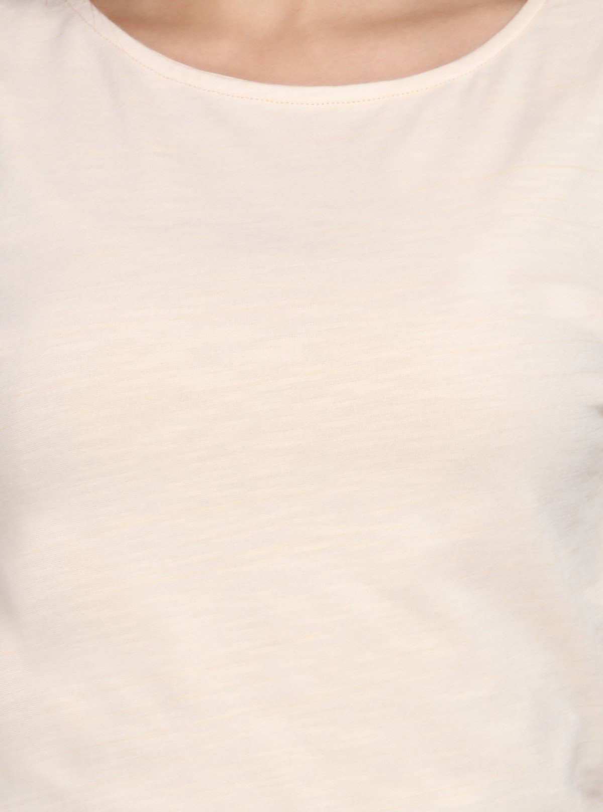 Women’s Ecru Solid Round Neck Cotton Jersey Top with 3/4th Sleeves | Boer & Fitch - Boer and Fitch