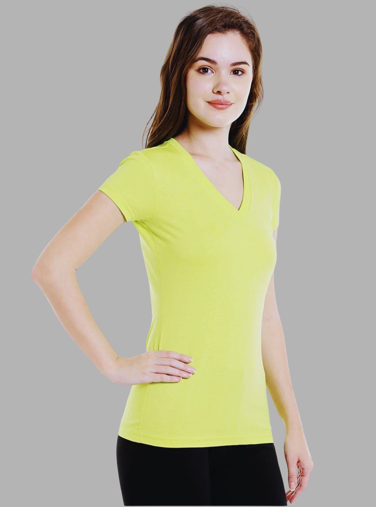 Women’s Electric Yellow V - Neck Short Sleeve Cotton Jersey T-Shirt by Boer and Fitch - Boer and Fitch