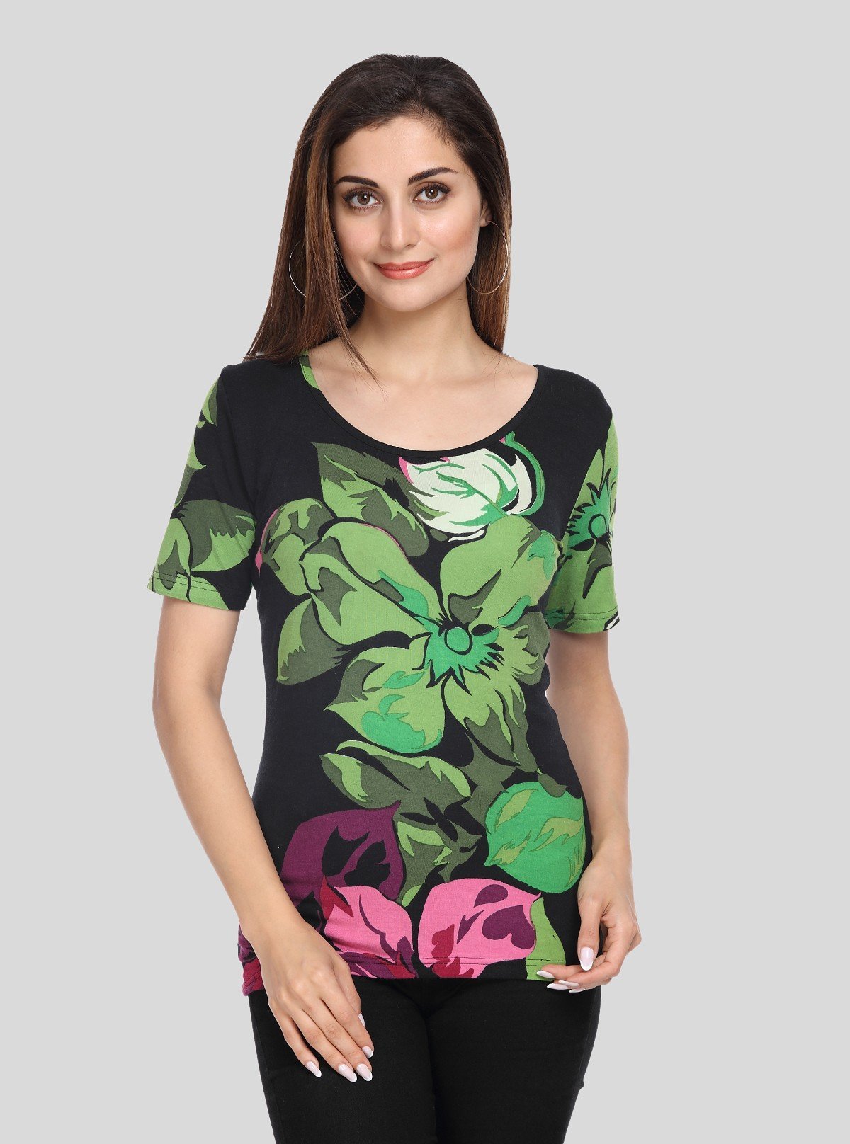 Women's Floral Photo Printed Cotton Blend Top by Boer and Fitch - Boer and Fitch
