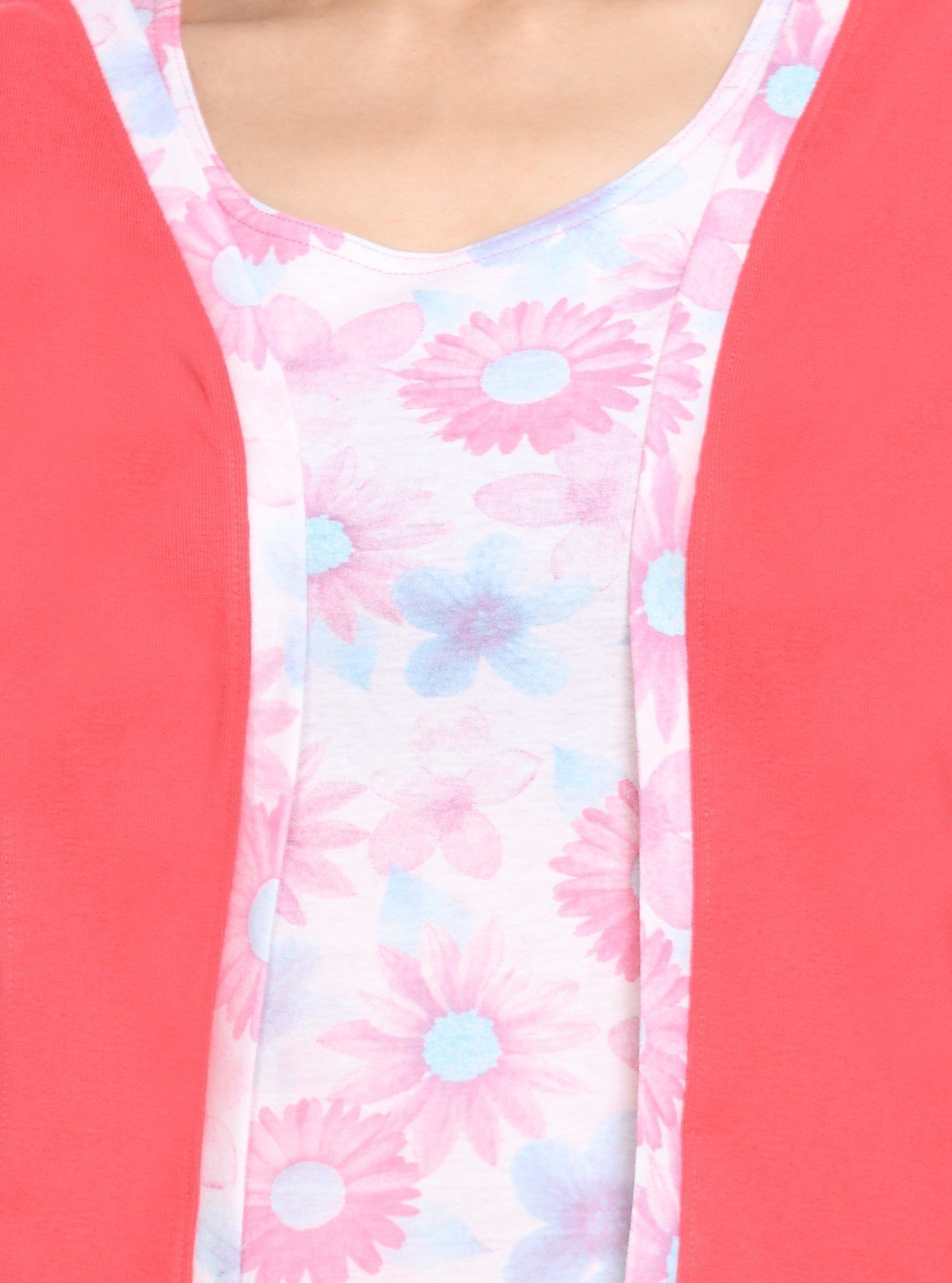 Women's Fuchsia Cotton Shrug with All Over Printed Inner Top - Boer and Fitch