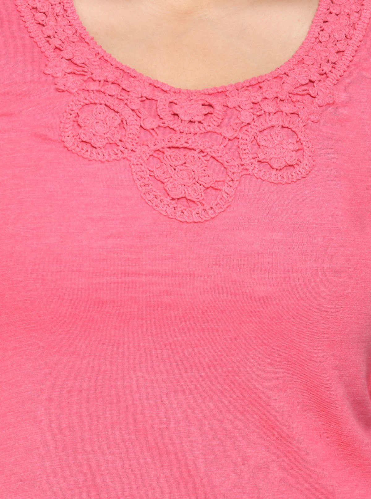 Women's Fuchsia Neck Lace Long Sleeve Cotton Jersey Top | Boer & Fitch - Boer and Fitch