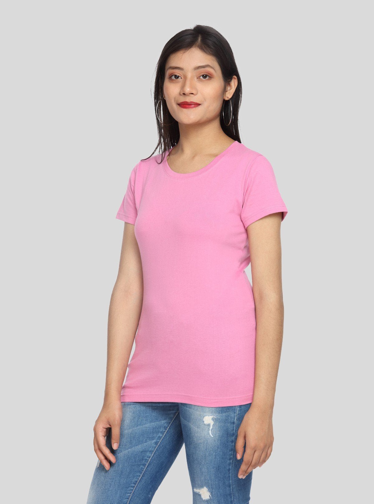 Women's Fuchsia Printed Crew Neck Cotton Jersey Short Sleeve T-Shirt by Boer and Fitch - Boer and Fitch