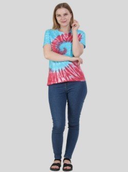 Women's Fuchsia Tie and Dye Cotton Jersey Short Sleeve T-Shirt by Boer and Fitch - Boer and Fitch