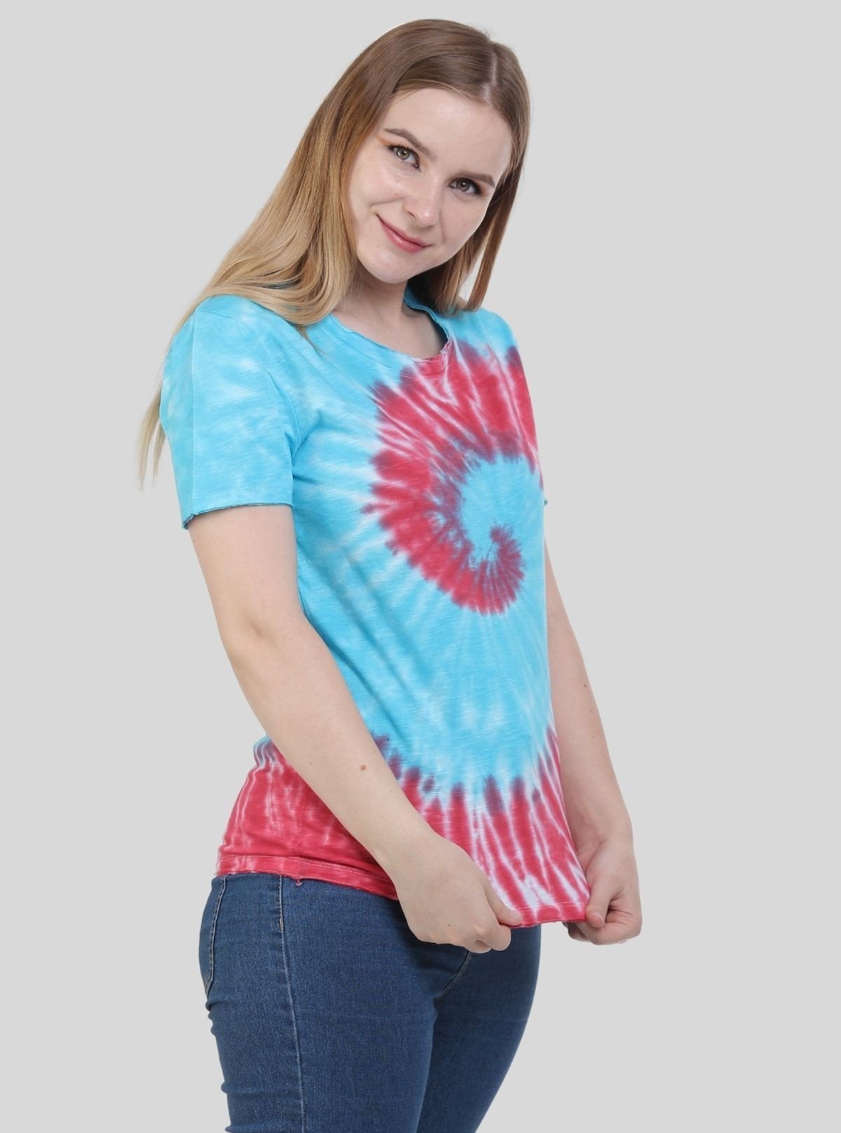 Women's Fuchsia Tie and Dye Cotton Jersey Short Sleeve T-Shirt by Boer and Fitch - Boer and Fitch