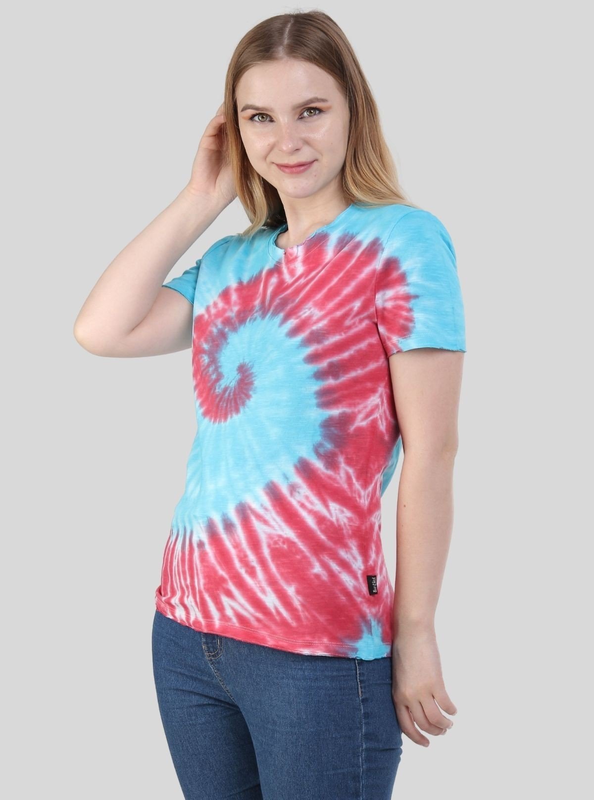 Women's Fuchsia Tie and Dye Cotton Jersey Short Sleeve T-Shirt by Boer and Fitch - Boer and Fitch