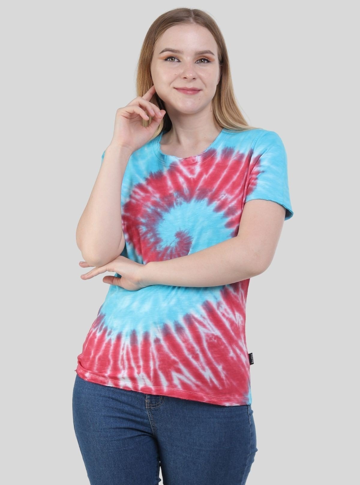 Women's Fuchsia Tie and Dye Cotton Jersey Short Sleeve T-Shirt by Boer and Fitch - Boer and Fitch