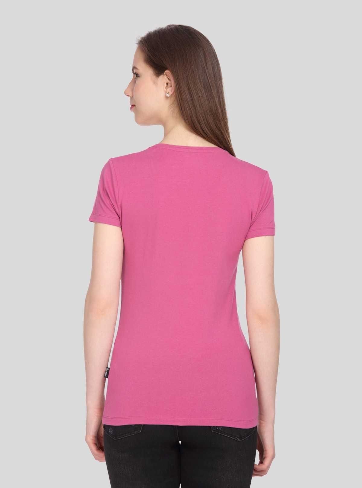 Women’s Fuchsia V - Neck Butterfly Print Short Sleeve Cotton Jersey T-Shirt by Boer and Fitch - Boer and Fitch