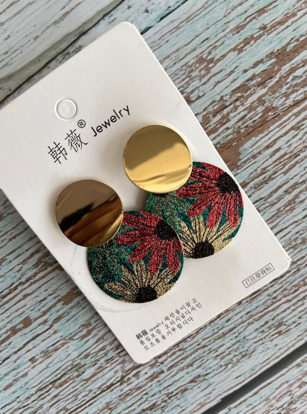 Women’s Gold Round Flower Wafer Earrings – Elegant Floral Shine by Boer and Fitch - Boer and Fitch