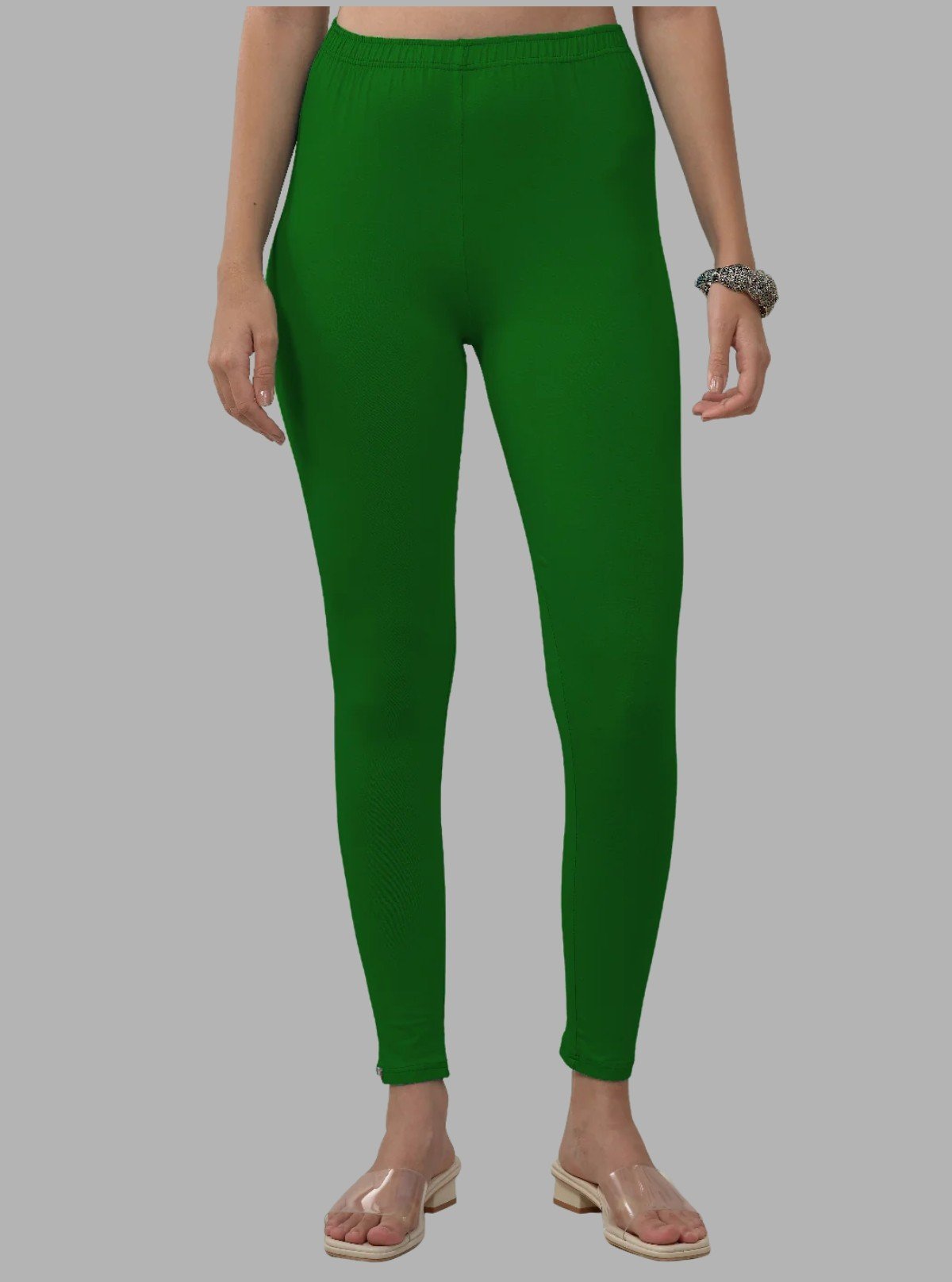 Women's Green Ankle Legging – Cotton Elastane Feather - Touch Jersey by Boer & Fitch - Boer and Fitch