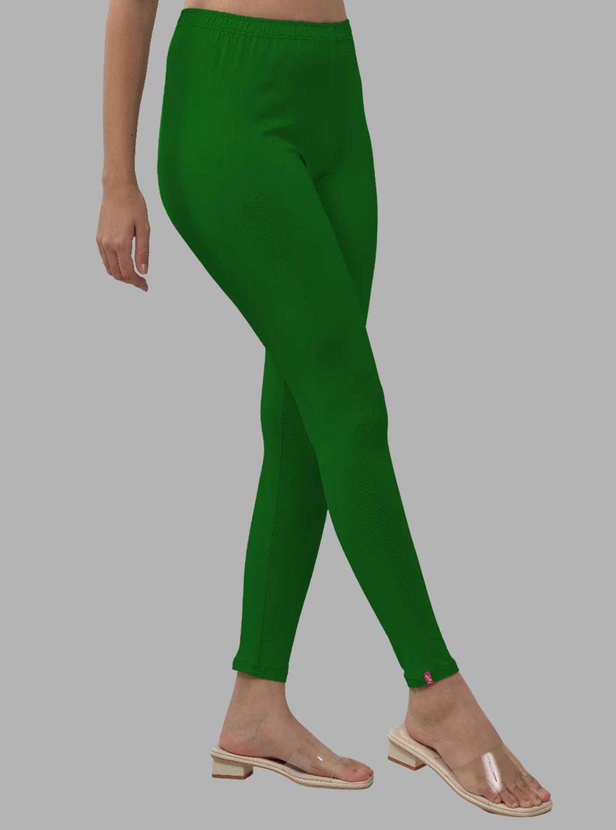 Women's Green Ankle Legging – Cotton Elastane Feather - Touch Jersey by Boer & Fitch - Boer and Fitch