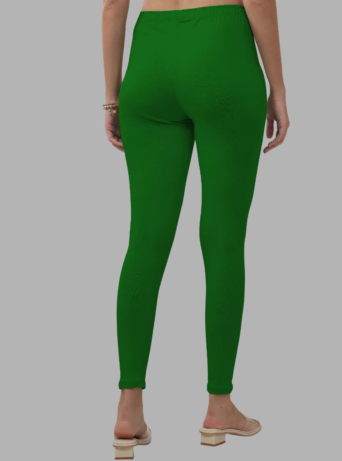 Women's Green Ankle Legging – Cotton Elastane Feather - Touch Jersey by Boer & Fitch - Boer and Fitch
