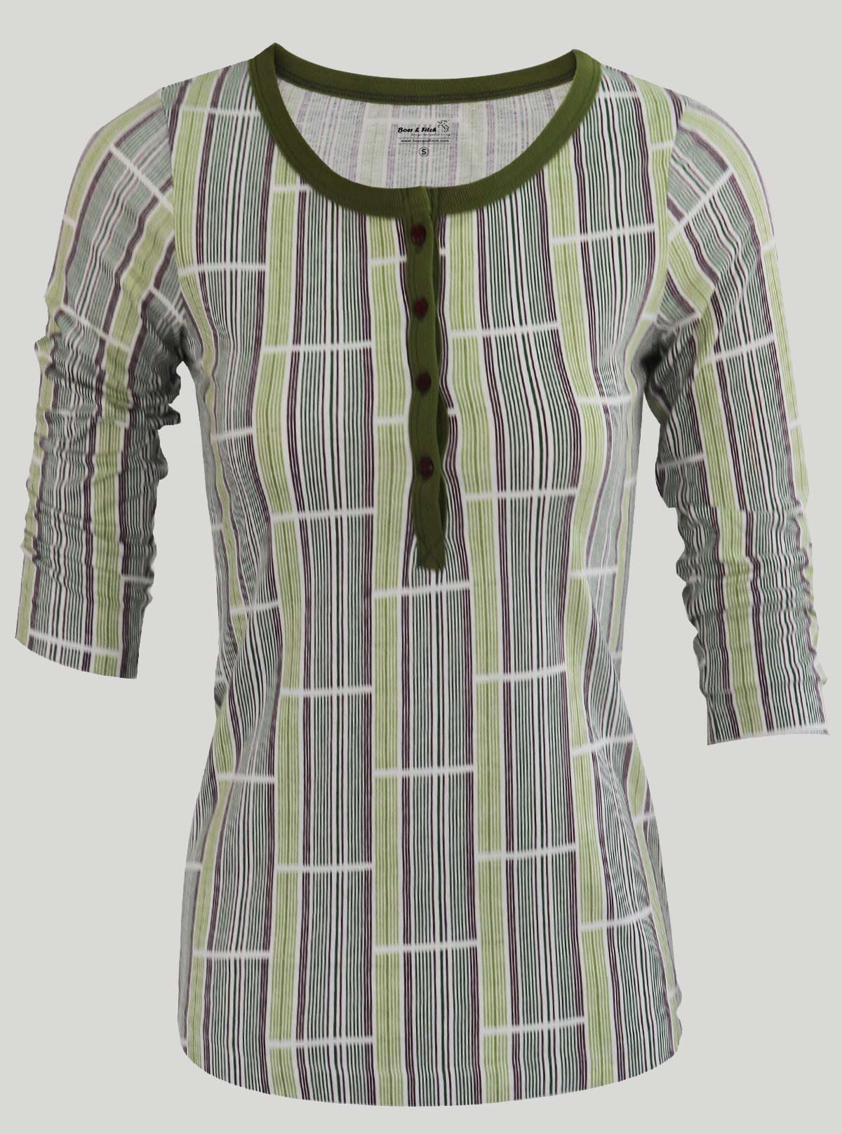 Women’s Green Graphic Stripe Top – Trendy & Comfortable | Boer & Fitch - Boer and Fitch