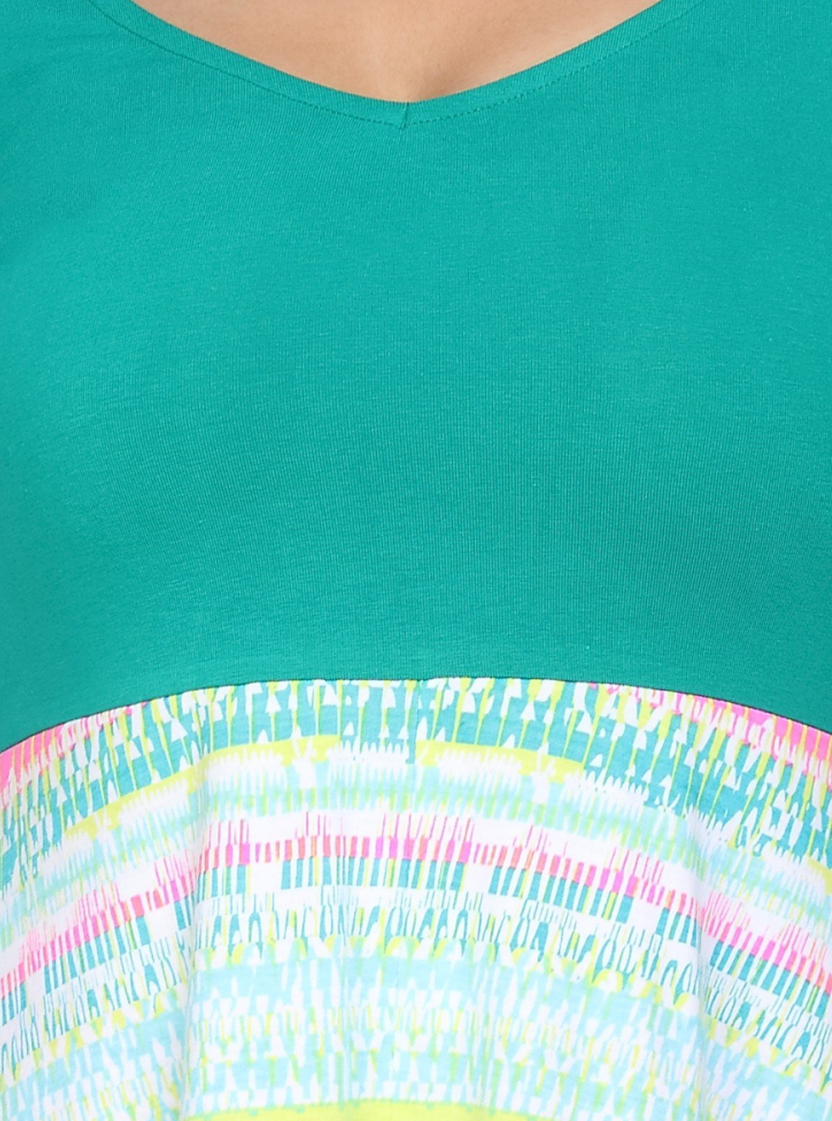 Women's Green Graphic Sweep Dress in 100% Cotton Feather Touch Fabric - Boer and Fitch