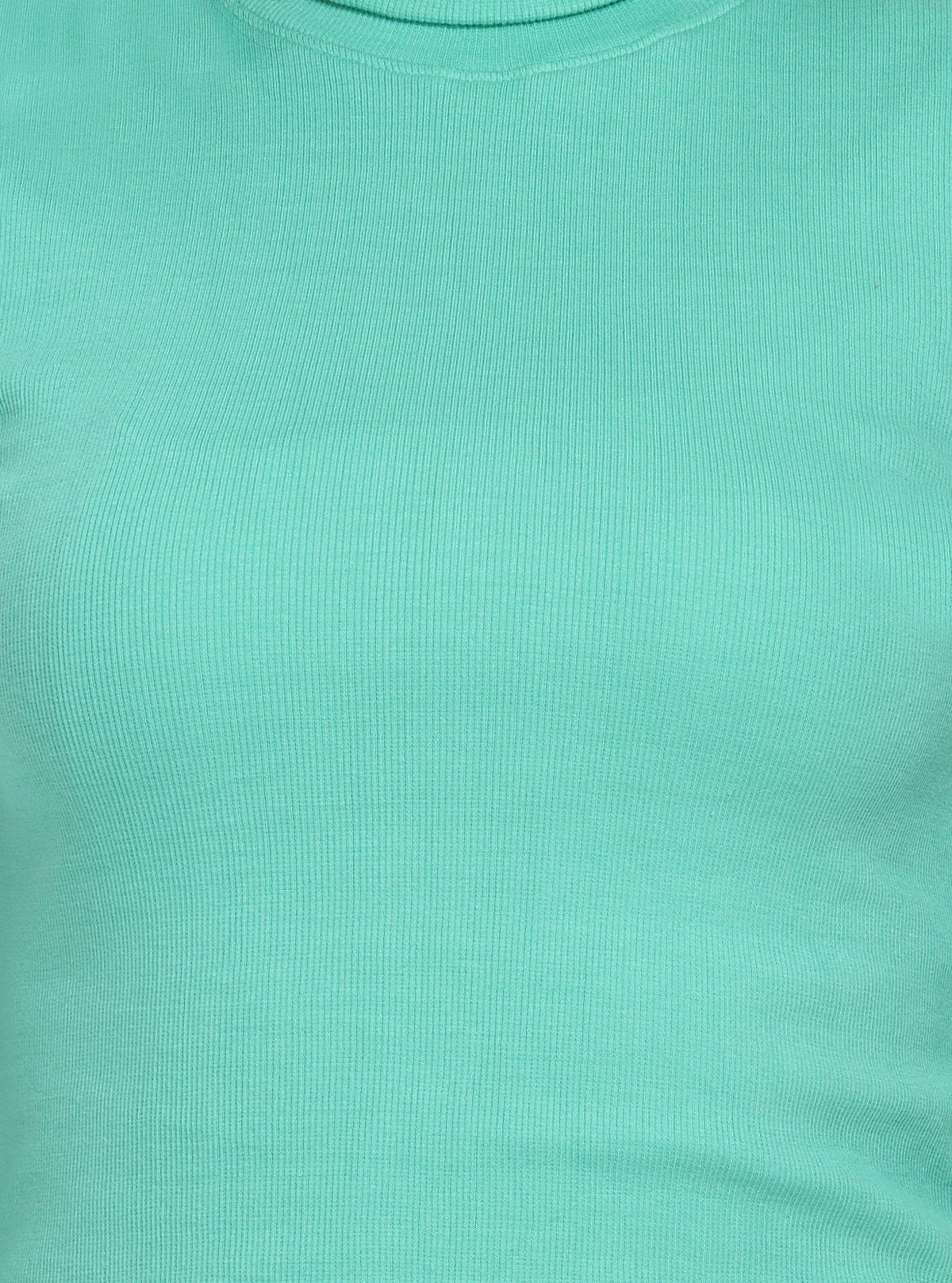Women's Green High Neck Ribbed Long Sleeve Cotton Stretch Dress - Boer and Fitch