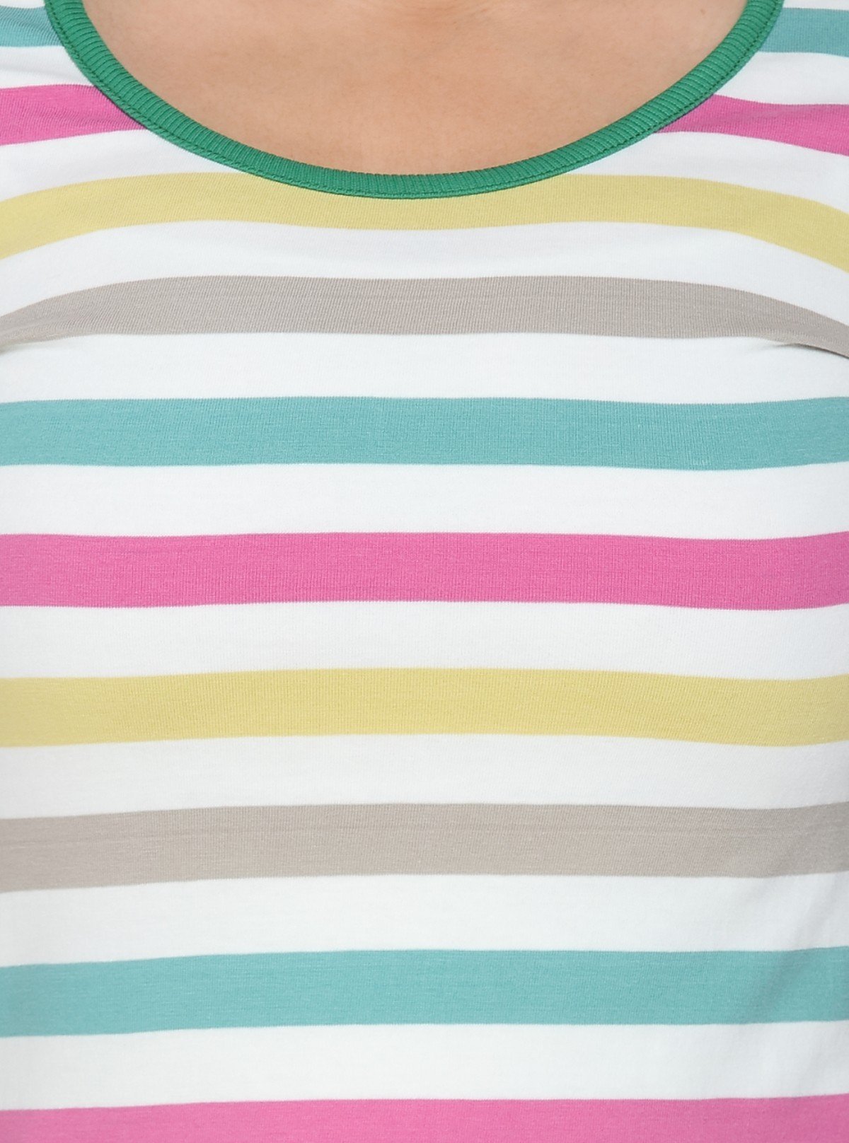 Women’s Green Ribbed Striped Cotton Jersey Top with 3/4th Sleeves | Boer & Fitch - Boer and Fitch