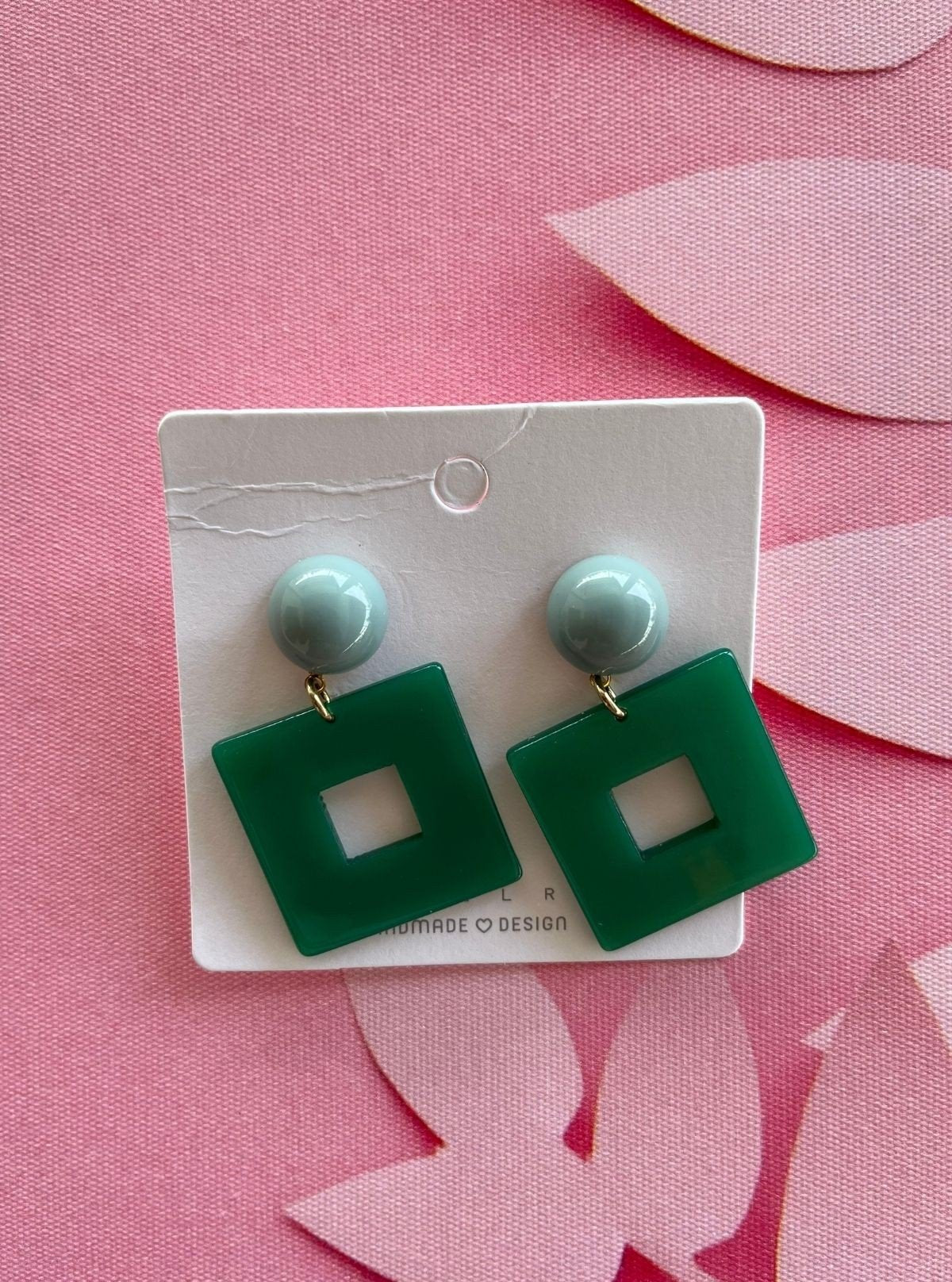 Women’s Green Square Drop Earrings – Bold Geometric Fashion Accent - Boer and Fitch