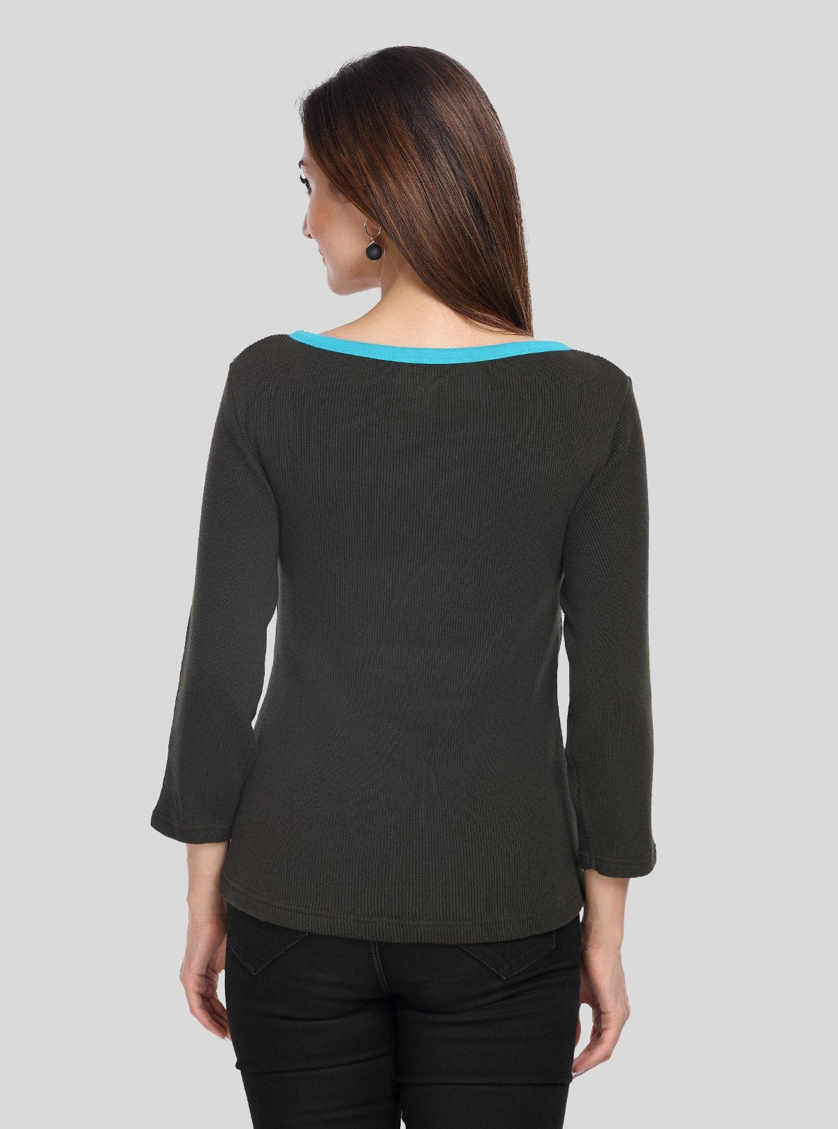 Women’s Green Stripe Cotton Ribbed Boat Neck Sweat Top by Boer & Fitch - Boer and Fitch
