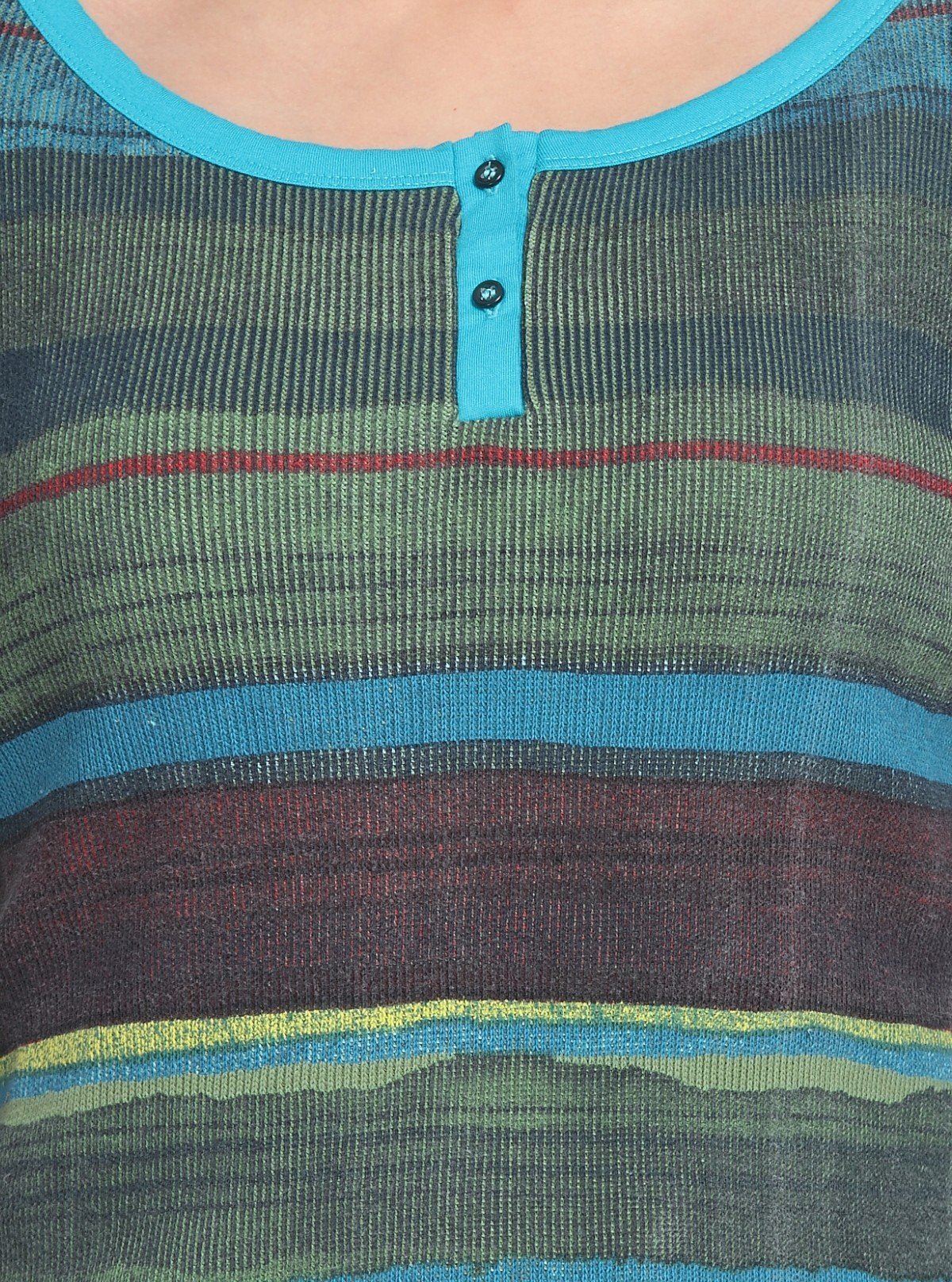 Women’s Green Stripe Cotton Ribbed Boat Neck Sweat Top by Boer & Fitch - Boer and Fitch