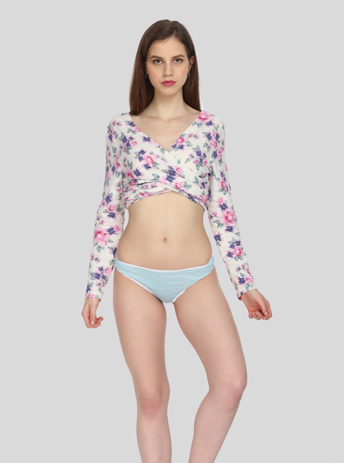 Women's Green Striped Print Brief – Soft Cotton Mid - Rise Panty by Boer and Fitch - Boer and Fitch