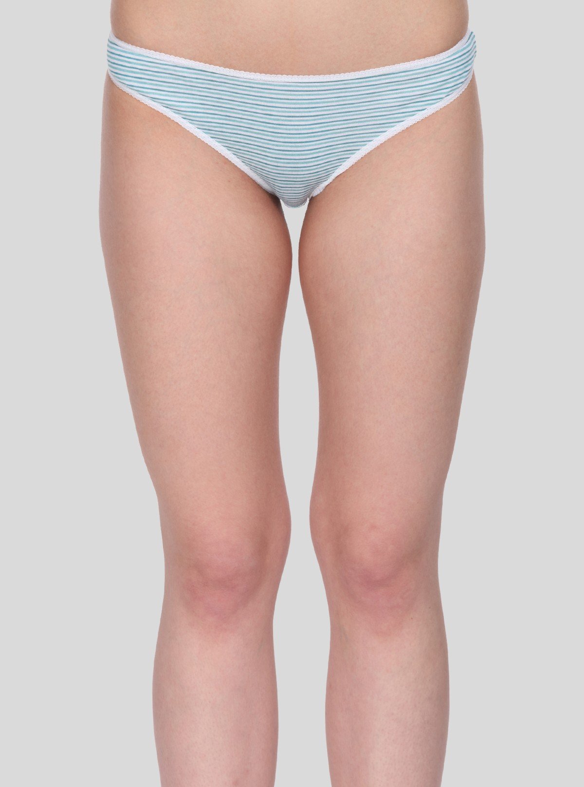 Women's Green Striped Print Brief – Soft Cotton Mid - Rise Panty by Boer and Fitch - Boer and Fitch