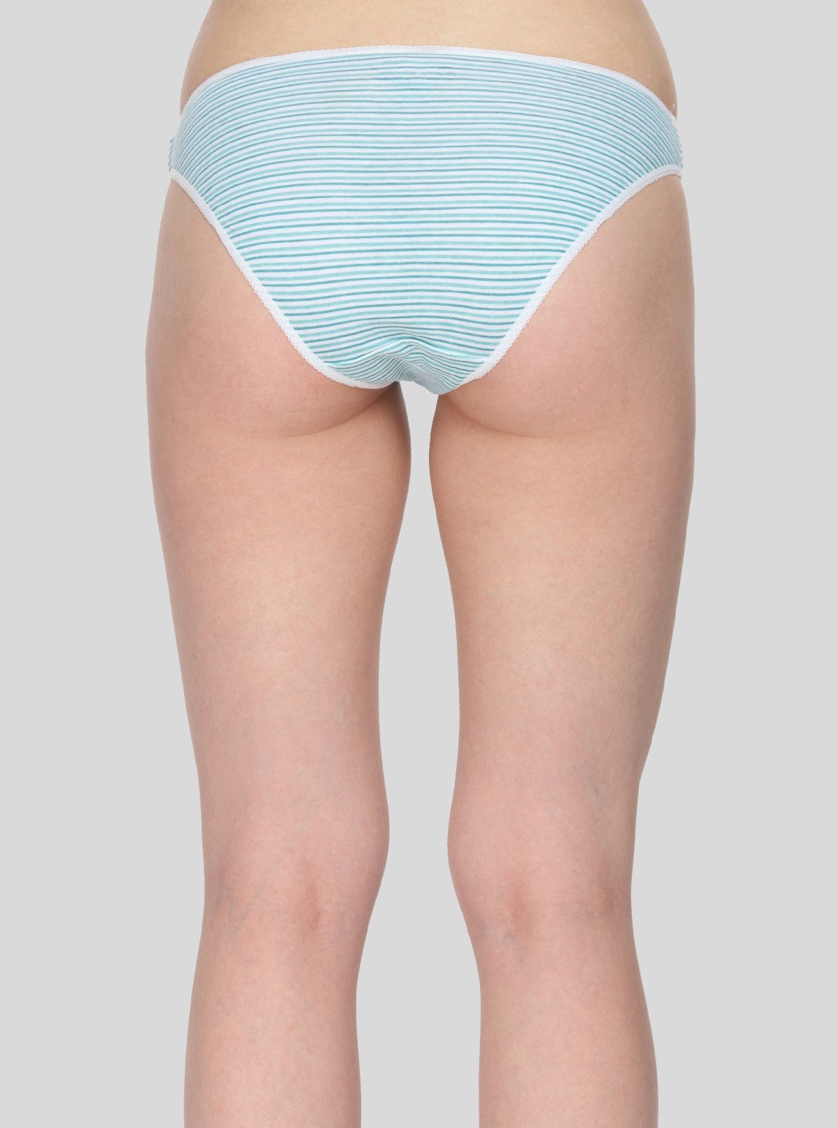 Women's Green Striped Print Brief – Soft Cotton Mid - Rise Panty by Boer and Fitch - Boer and Fitch
