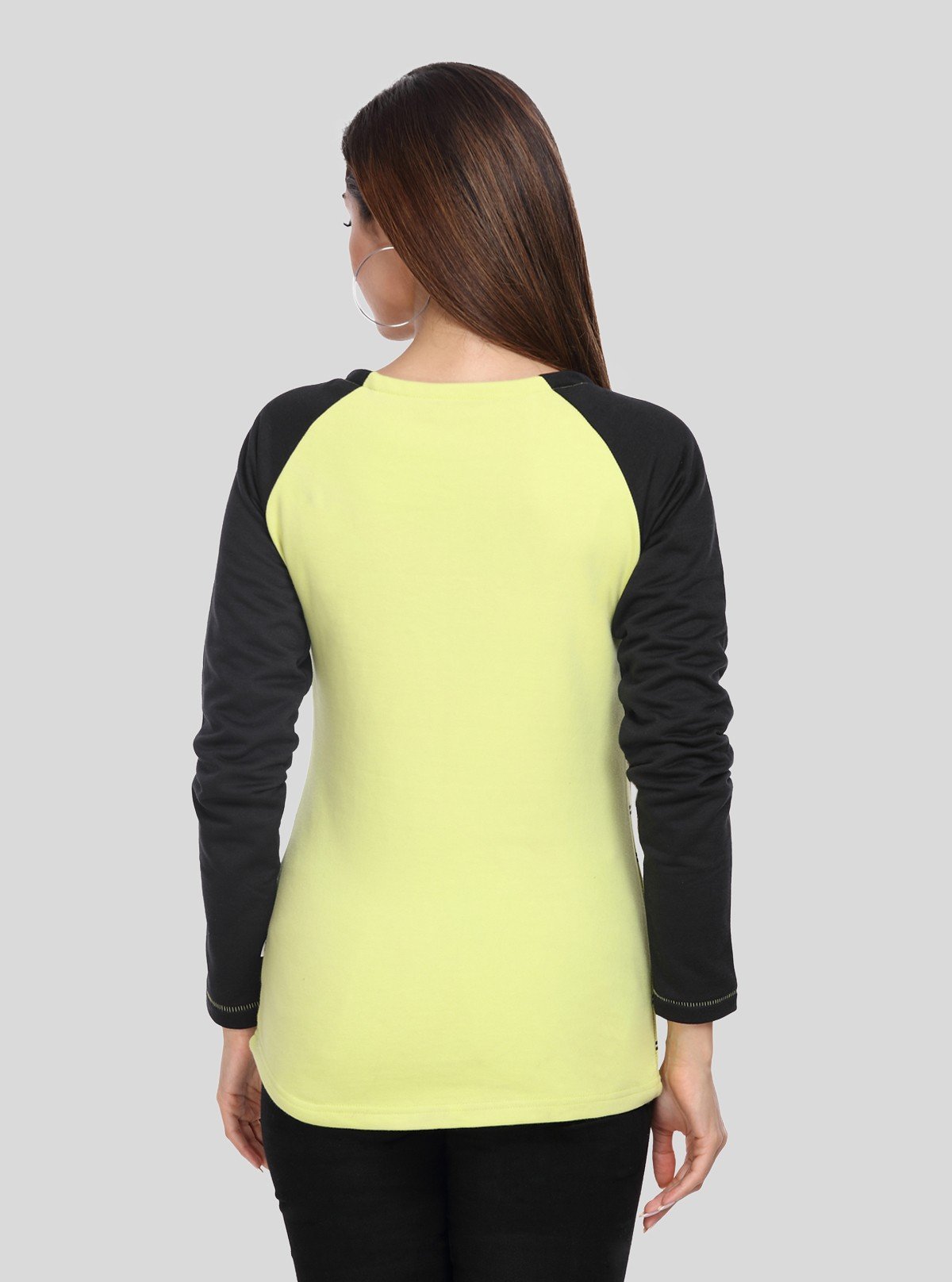Women’s Green Striped Raglan Sleeve Sweat Top in Cotton Fleece - Boer and Fitch