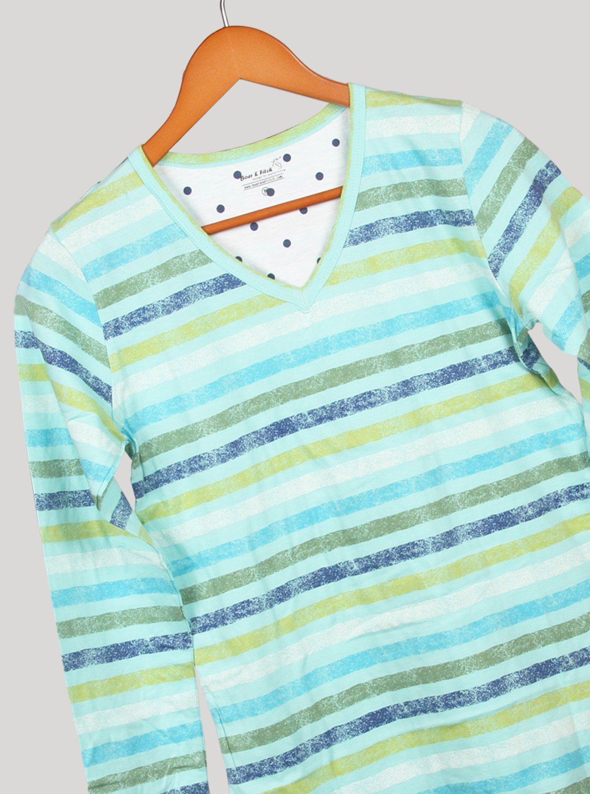 Women’s Green Striped V - Neck Top – Stylish & Comfortable | Boer & Fitch - Boer and Fitch