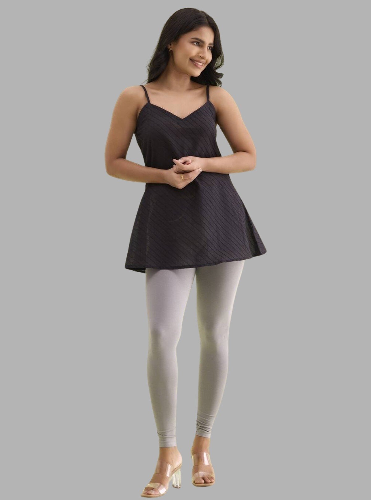Women's Grey Ankle Legging – Cotton Elastane Feather - Touch Jersey by Boer & Fitch - Boer and Fitch