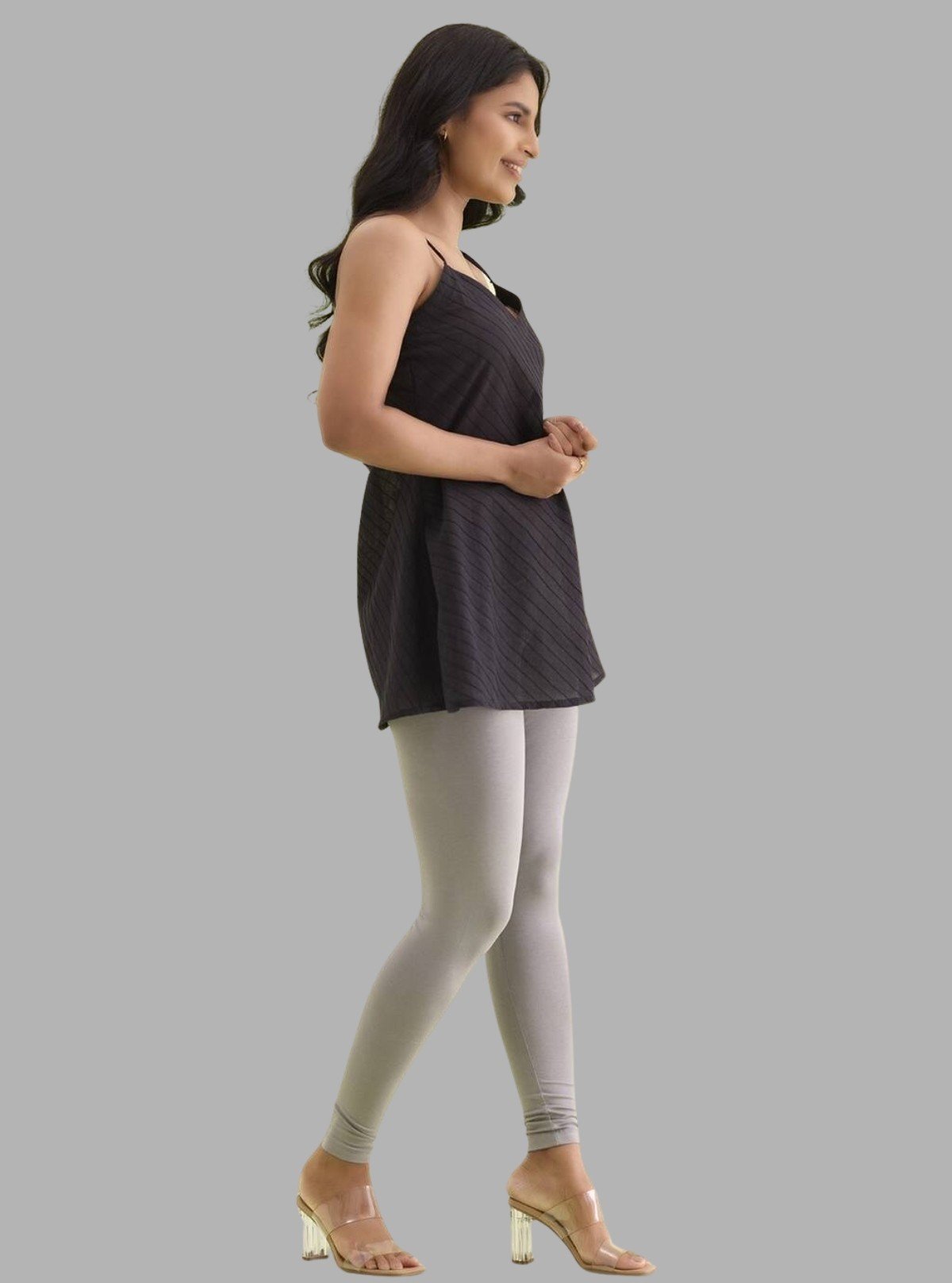 Women's Grey Ankle Legging – Cotton Elastane Feather - Touch Jersey by Boer & Fitch - Boer and Fitch