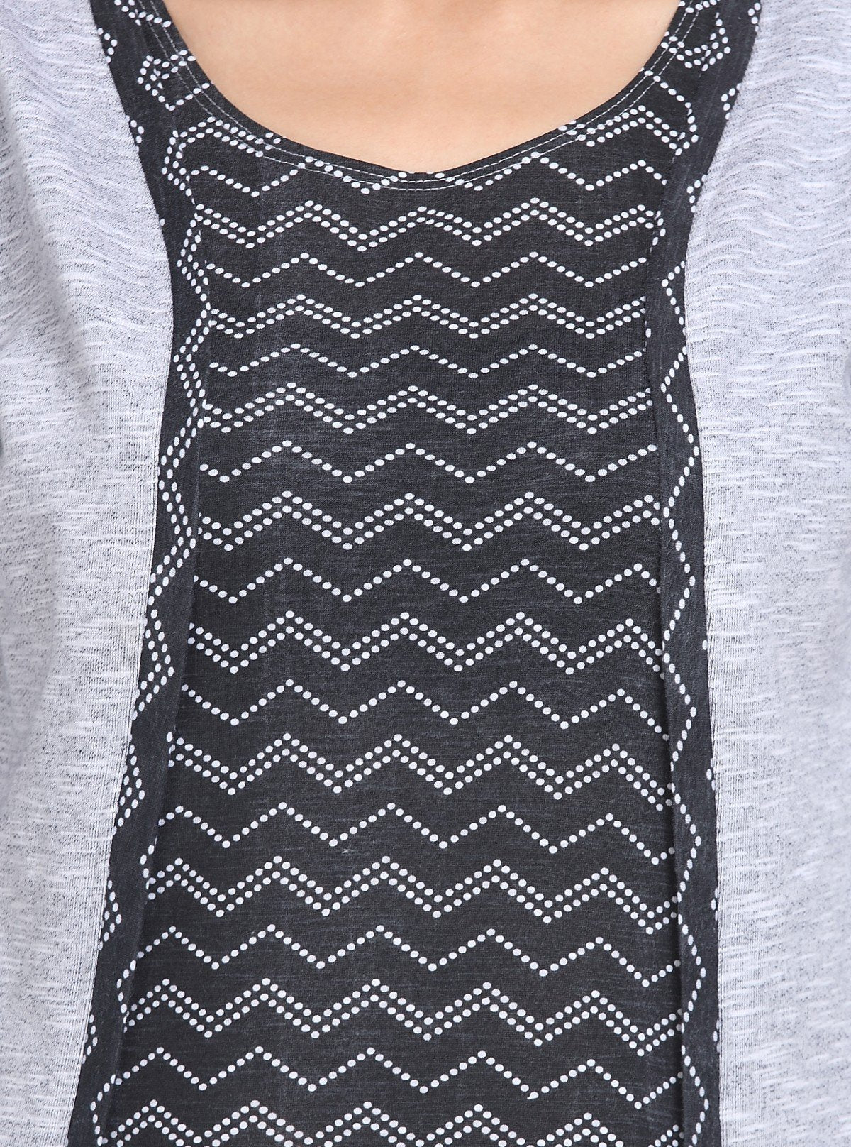 Women's Grey Cotton Shrug with Black Zigzag Print Top Set – Boer and Fitch - Boer and Fitch