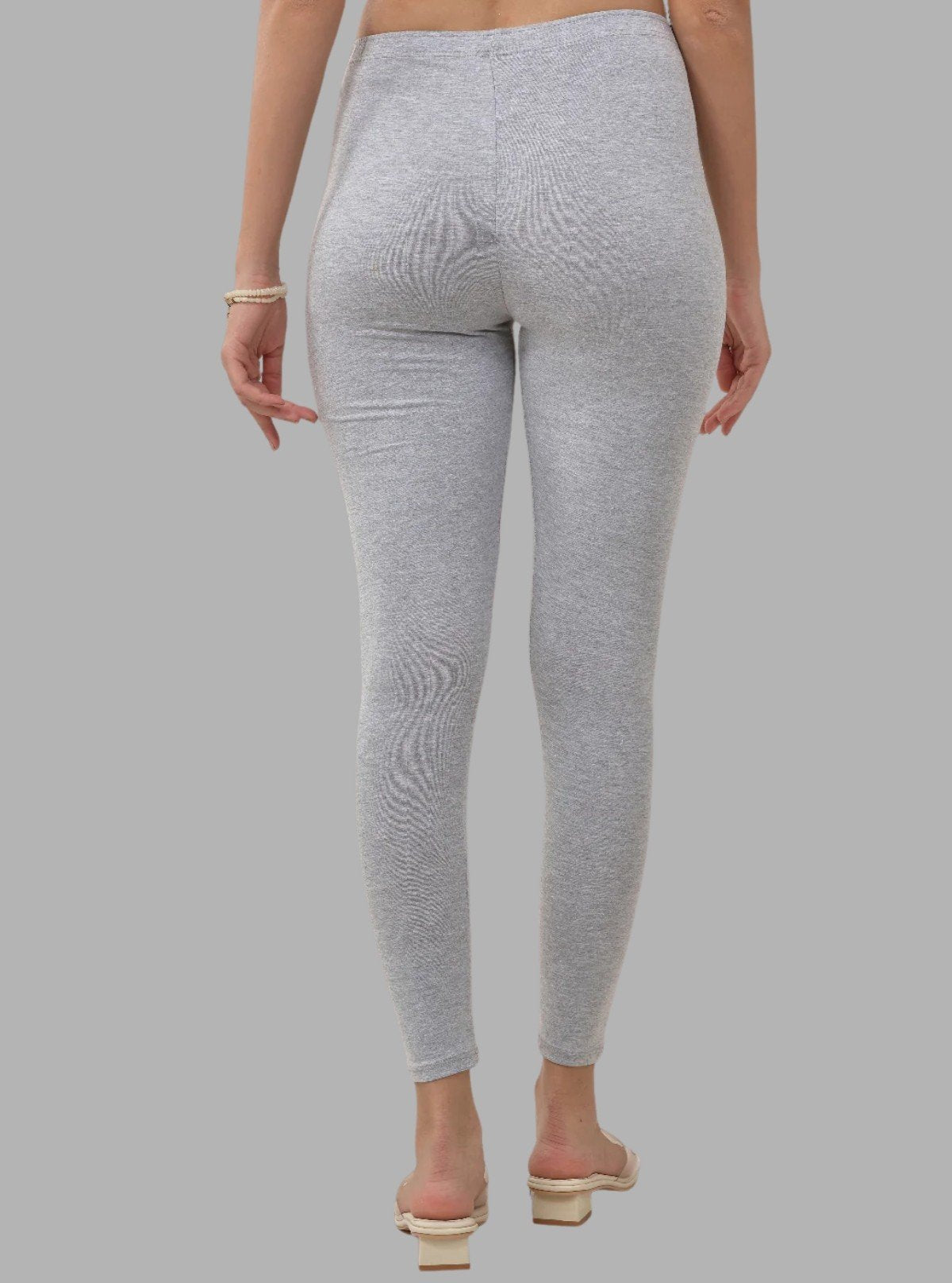 Women's Grey Melange Ankle Legging – Cotton Elastane Jersey by Boer & Fitch - Boer and Fitch