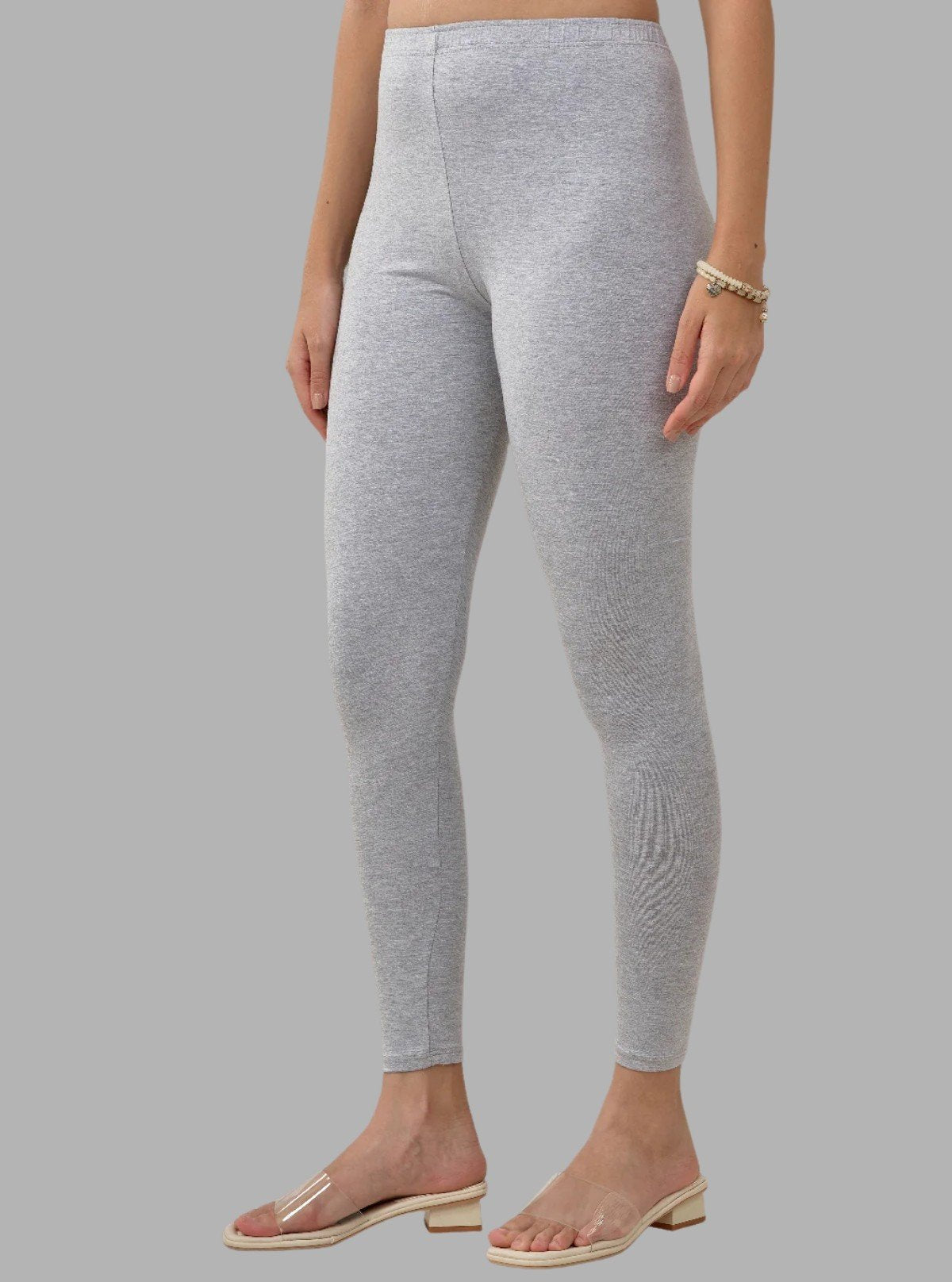 Women's Grey Melange Ankle Legging – Cotton Elastane Jersey by Boer & Fitch - Boer and Fitch