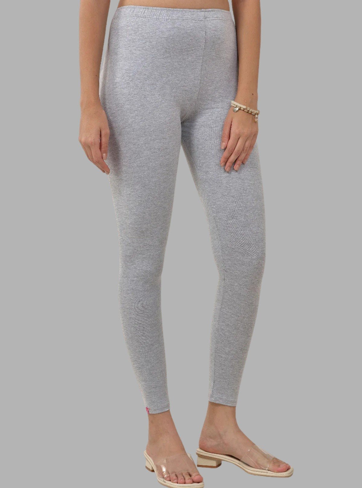 Women's Grey Melange Ankle Legging – Cotton Elastane Jersey by Boer & Fitch - Boer and Fitch