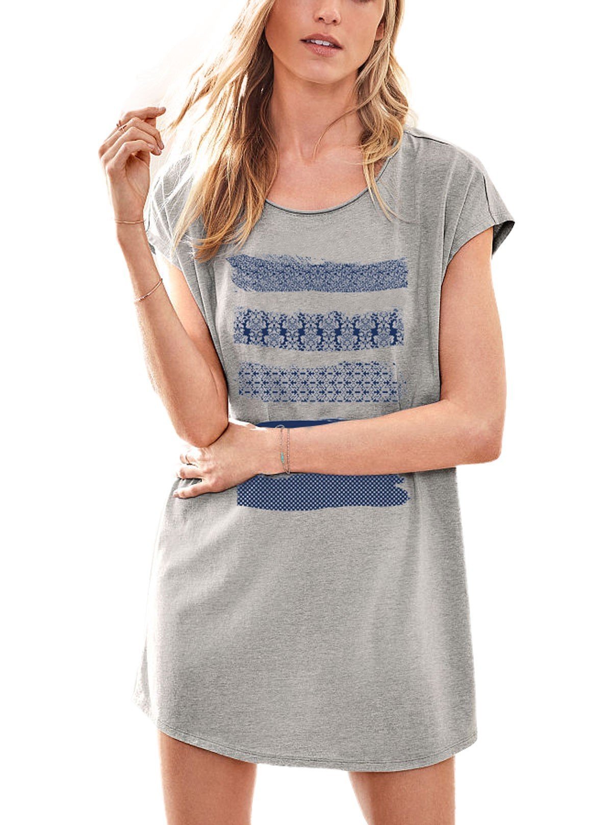 Women’s Grey Melange Cotton Jersey Cap Sleeve Sleepwear – Soft & Stylish Comfort - Boer and Fitch