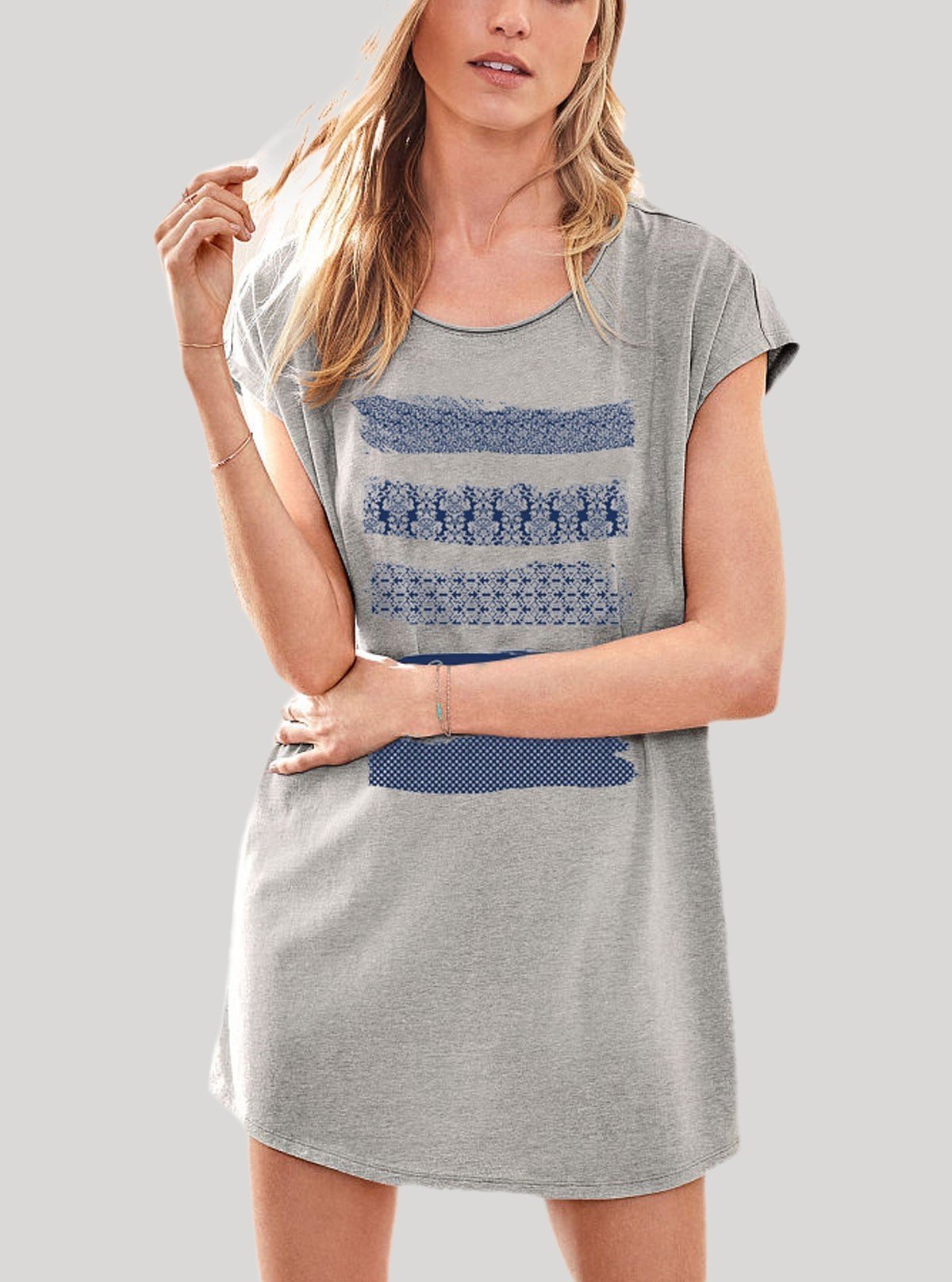 Women’s Grey Melange Cotton Jersey Cap Sleeve Sleepwear – Soft & Stylish Comfort - Boer and Fitch