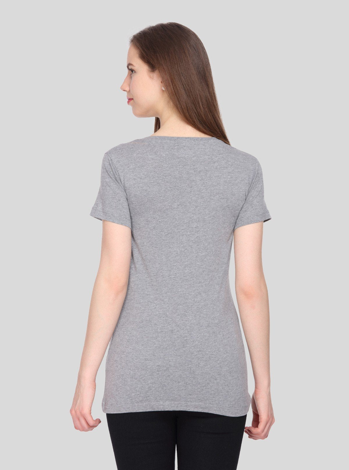 Women's Grey Melange Crew Neck Cotton Jersey Short Sleeve T-Shirt by Boer and Fitch - Boer and Fitch