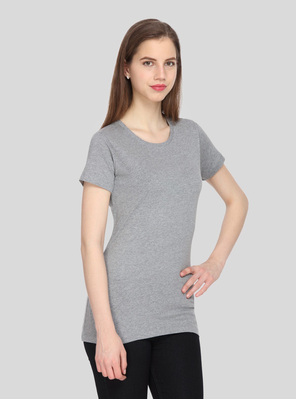 Women's Grey Melange Crew Neck Cotton Jersey Short Sleeve T-Shirt by Boer and Fitch - Boer and Fitch