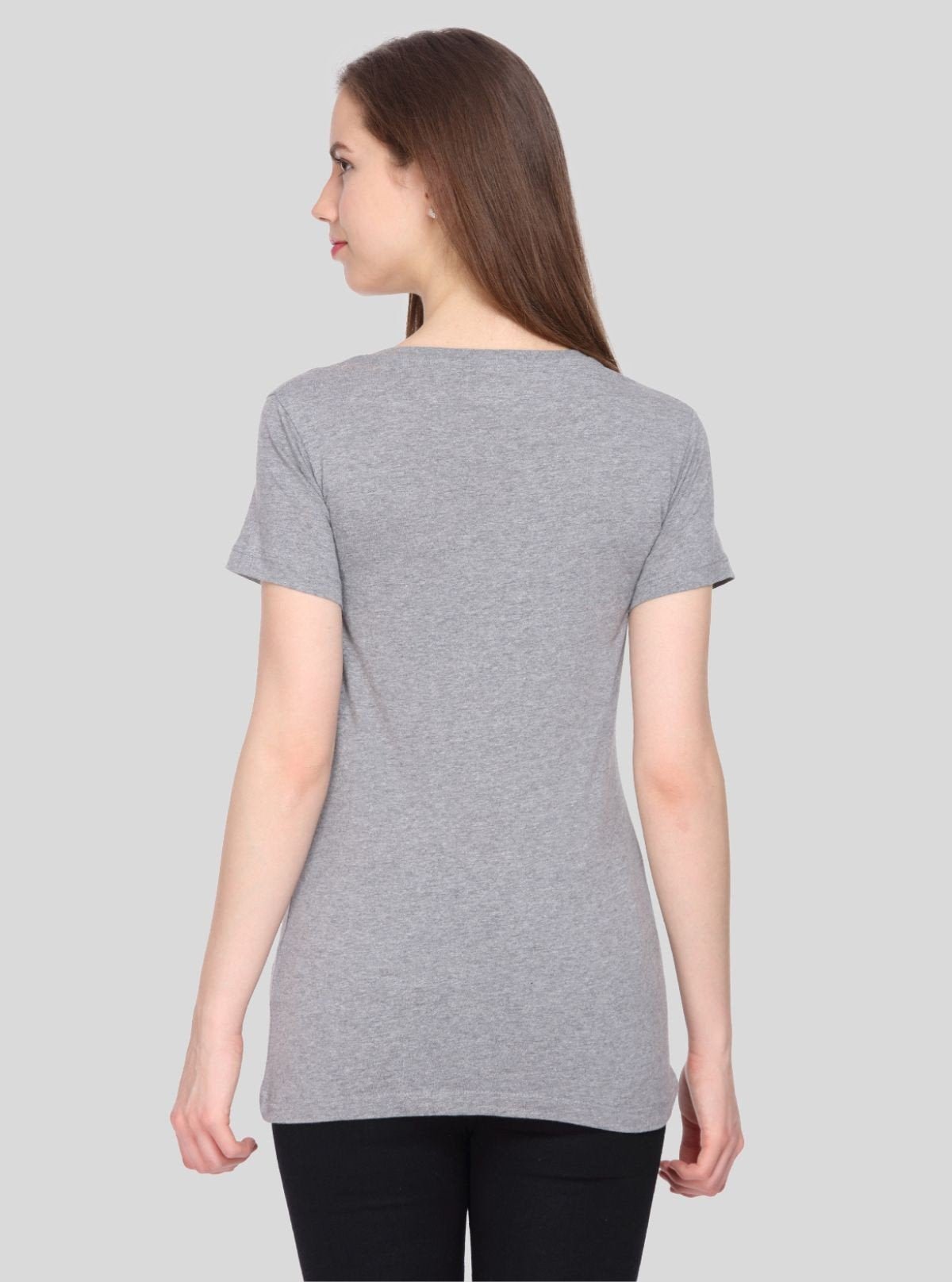 Women’s Grey Melange Live Love Cotton T-Shirt – Soft & Stylish | Boer & Fitch - Boer and Fitch