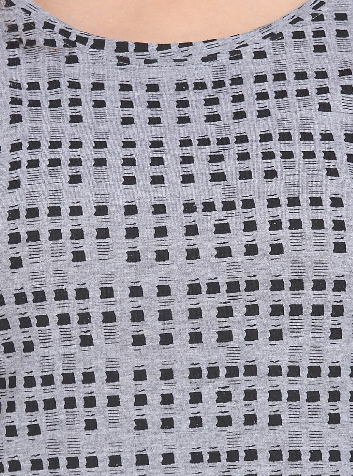 Women's Grey Melange Patterned Top – Casual Chic in Soft Cotton Knit - Boer and Fitch