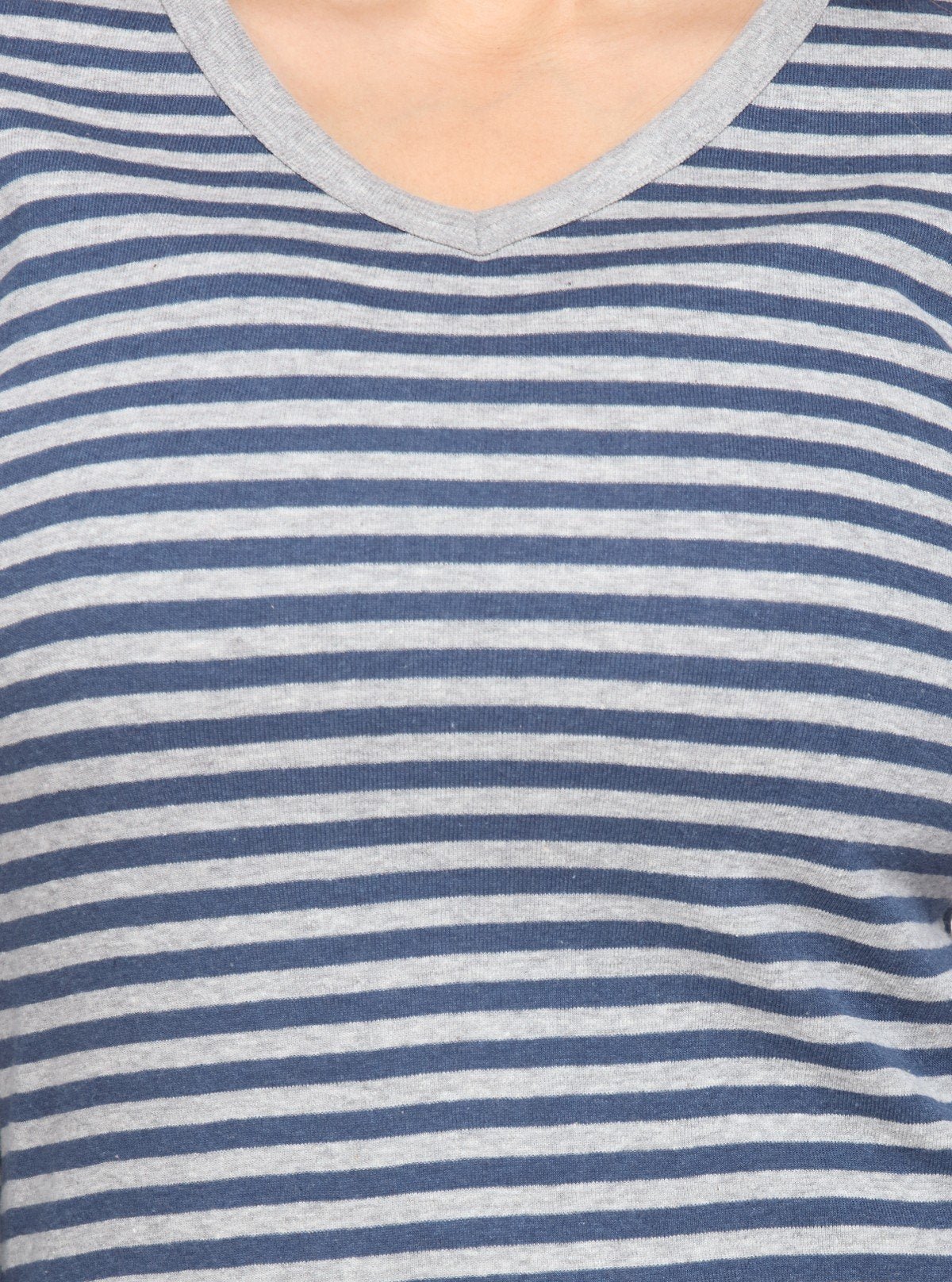 Women’s Grey Melange Striped Long Sleeve Cotton Jersey Top | Boer & Fitch - Boer and Fitch
