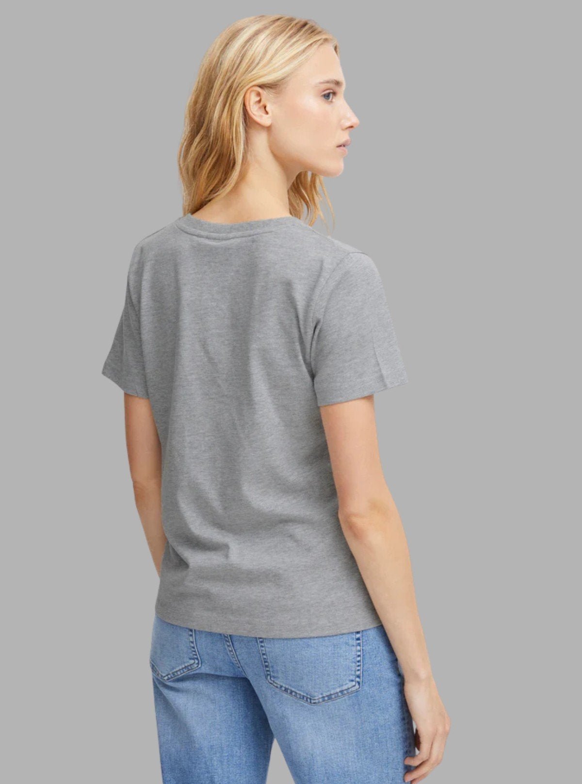Women's Grey Melange Surfer Print Cotton Jersey Short Sleeve T-Shirt by Boer and Fitch - Boer and Fitch