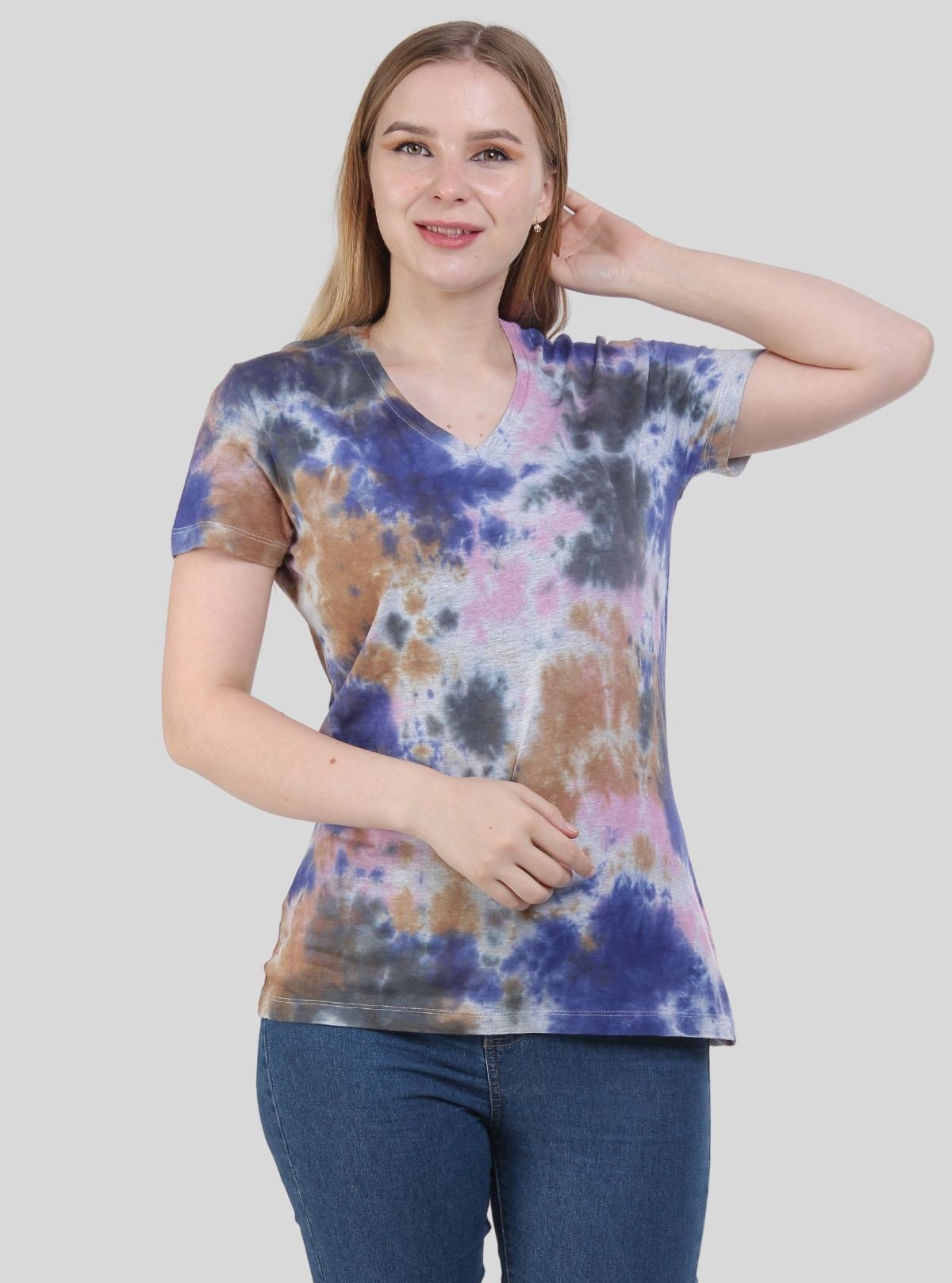 Women's Grey Melange Tie & Dye Short Sleeve Cotton Jersey T-Shirt by Boer and Fitch - Boer and Fitch